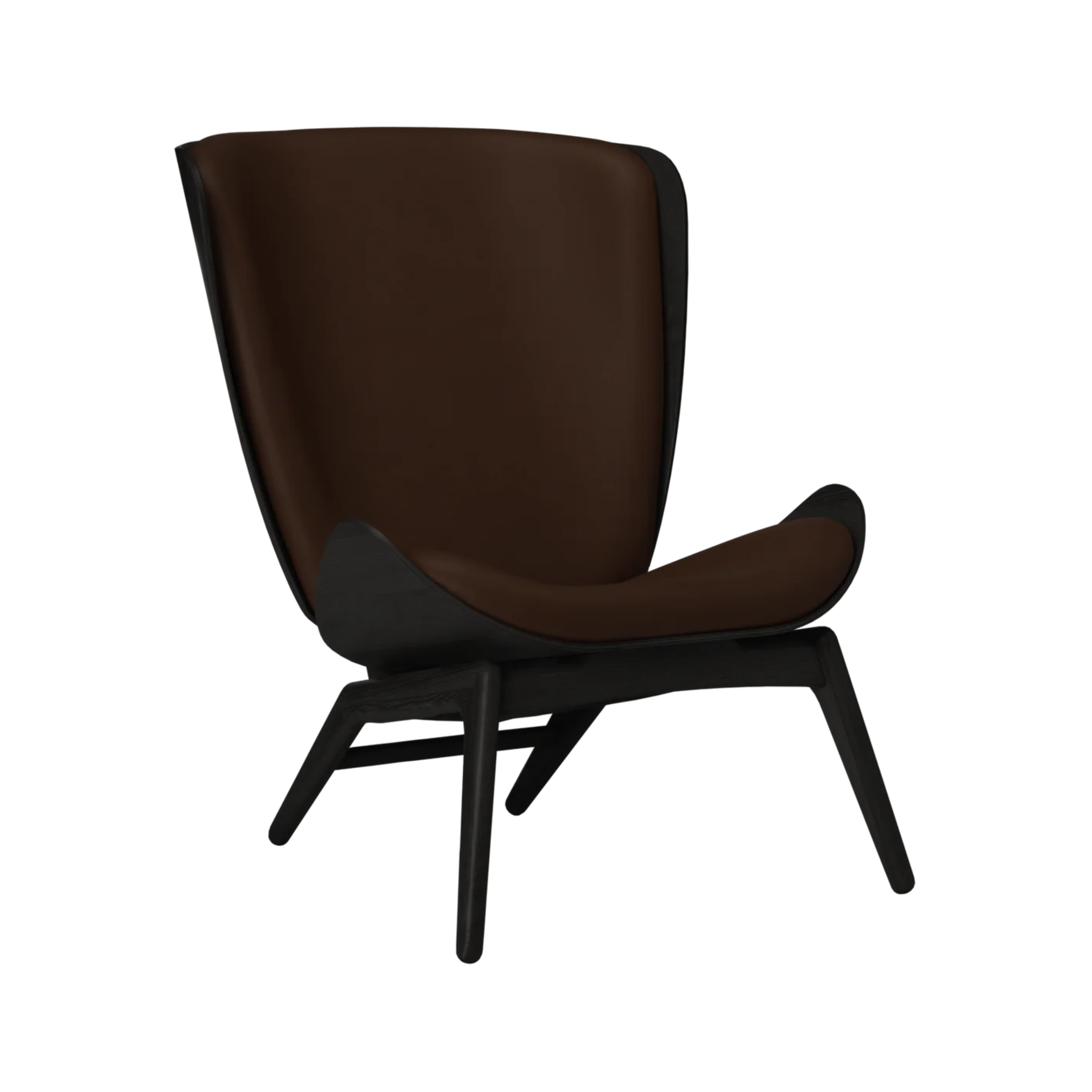 READER armchair brown leather with black base