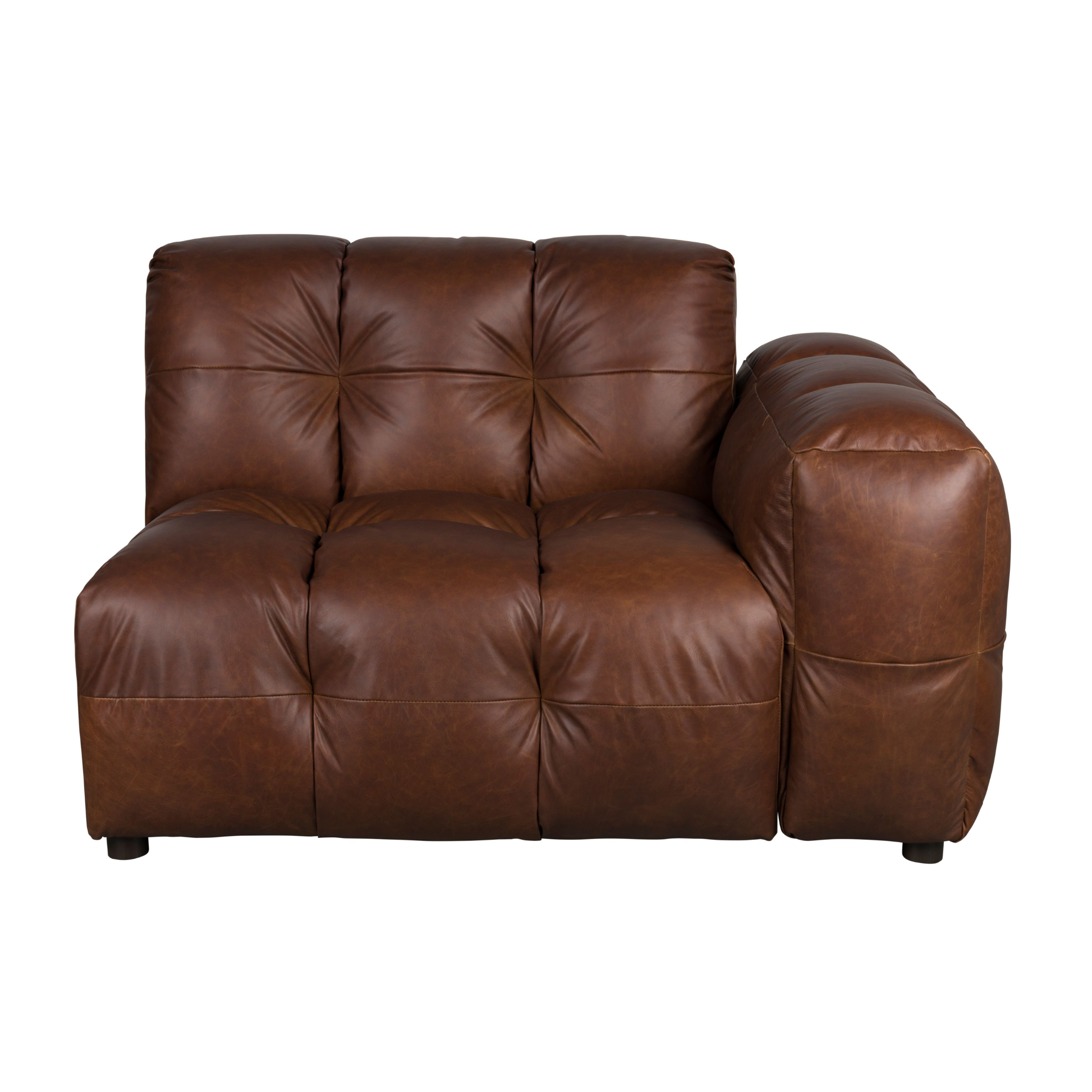 Sofa modułowa HACKMAN - element końcowy prawostronny czekoladowa skóra