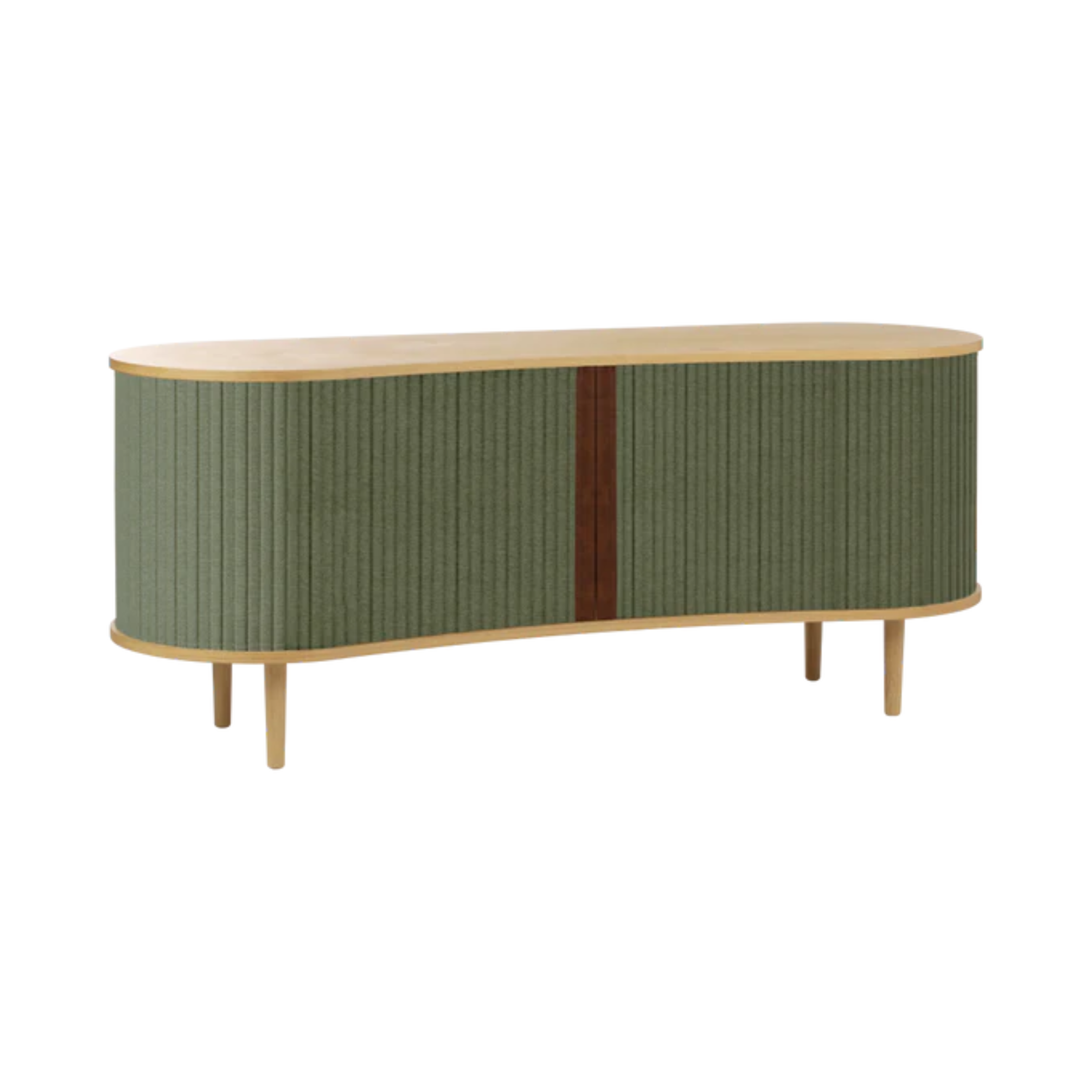 AUDACIOUS green RTV cabinet with oak base