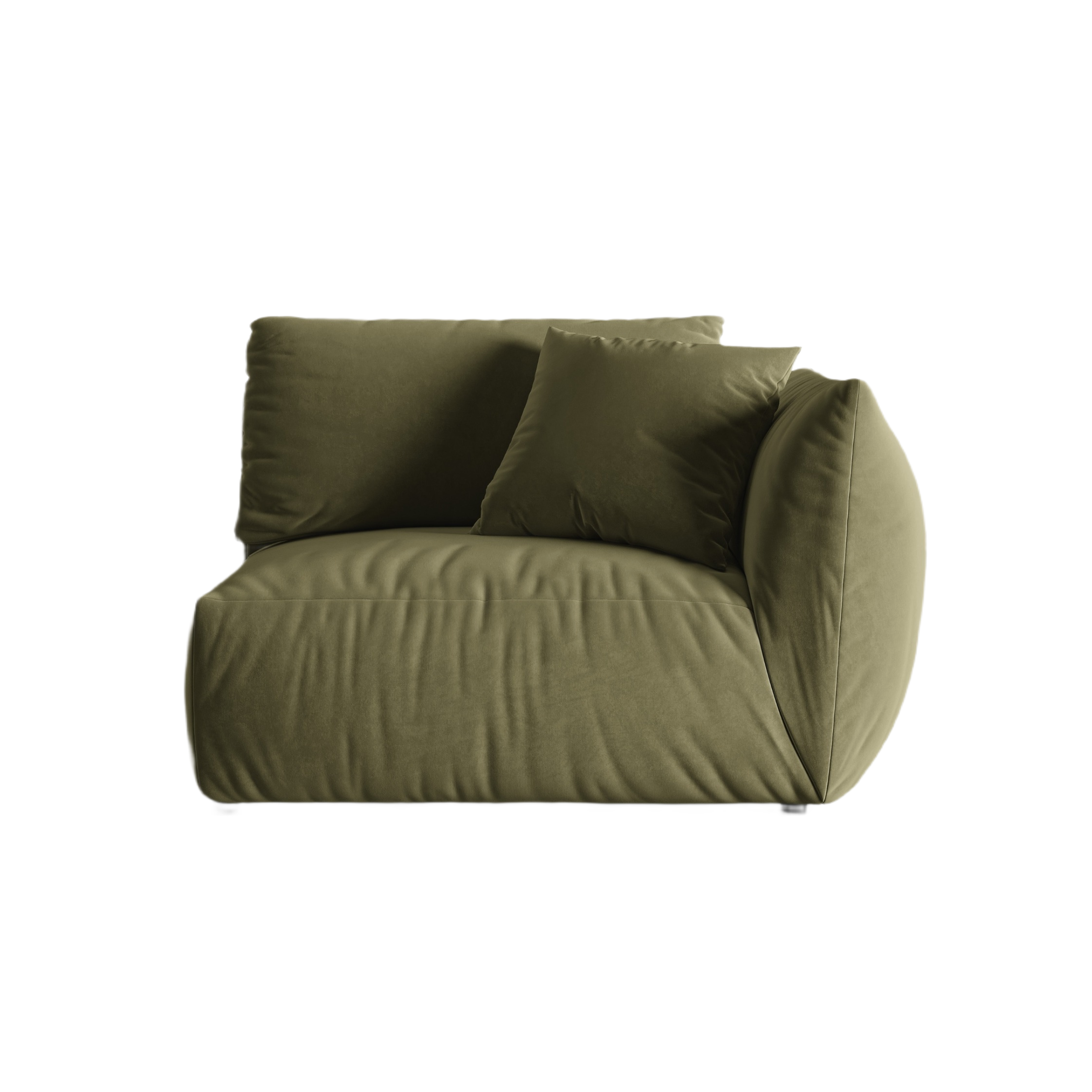 Sofa modułowa aksamitna CHRIS - element prawostronny jasnozielony