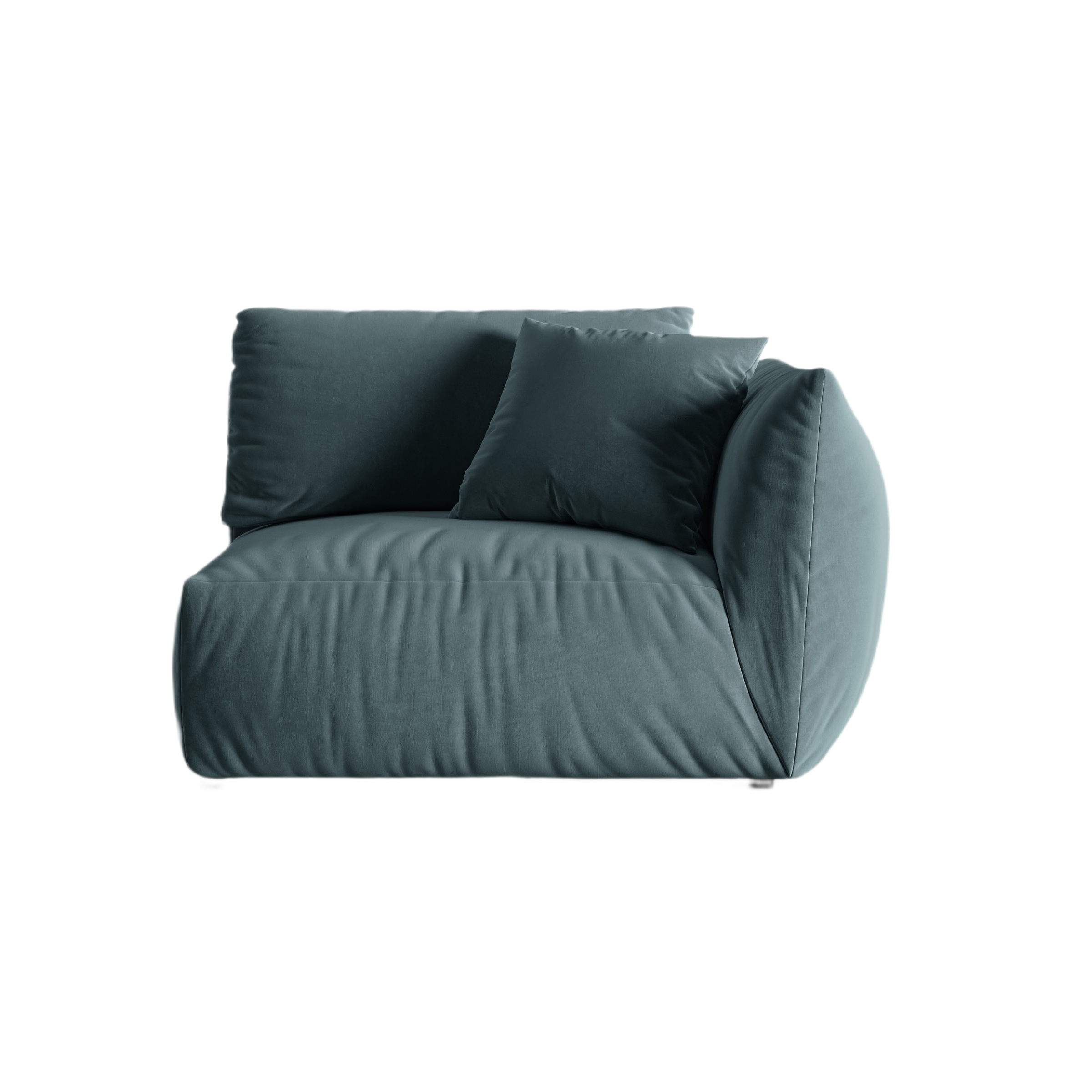Sofa modułowa aksamitna CHRIS - element szeroki prawostronny jasnoniebieski