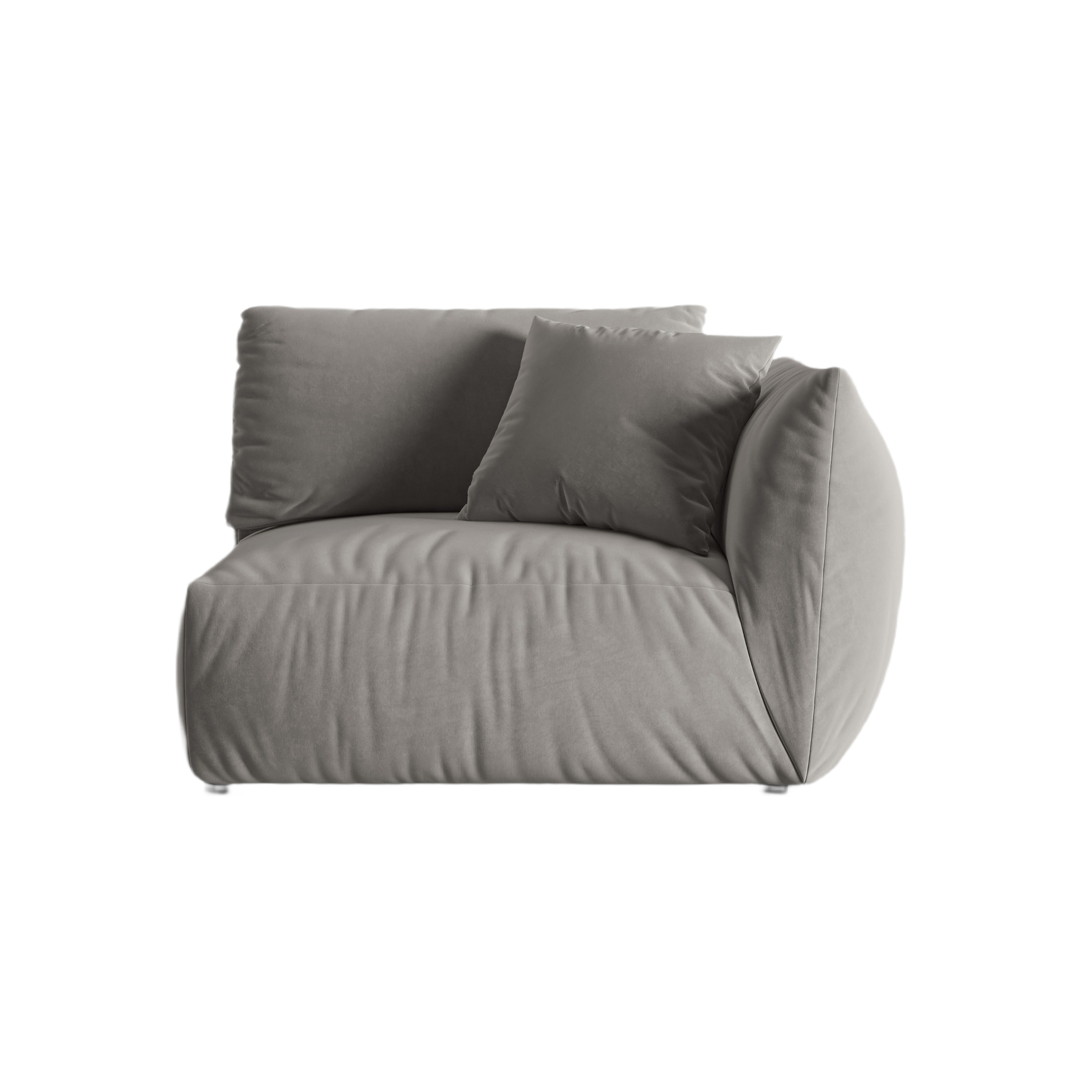 Sofa modułowa aksamitna CHRIS - element szeroki prawostronny szary