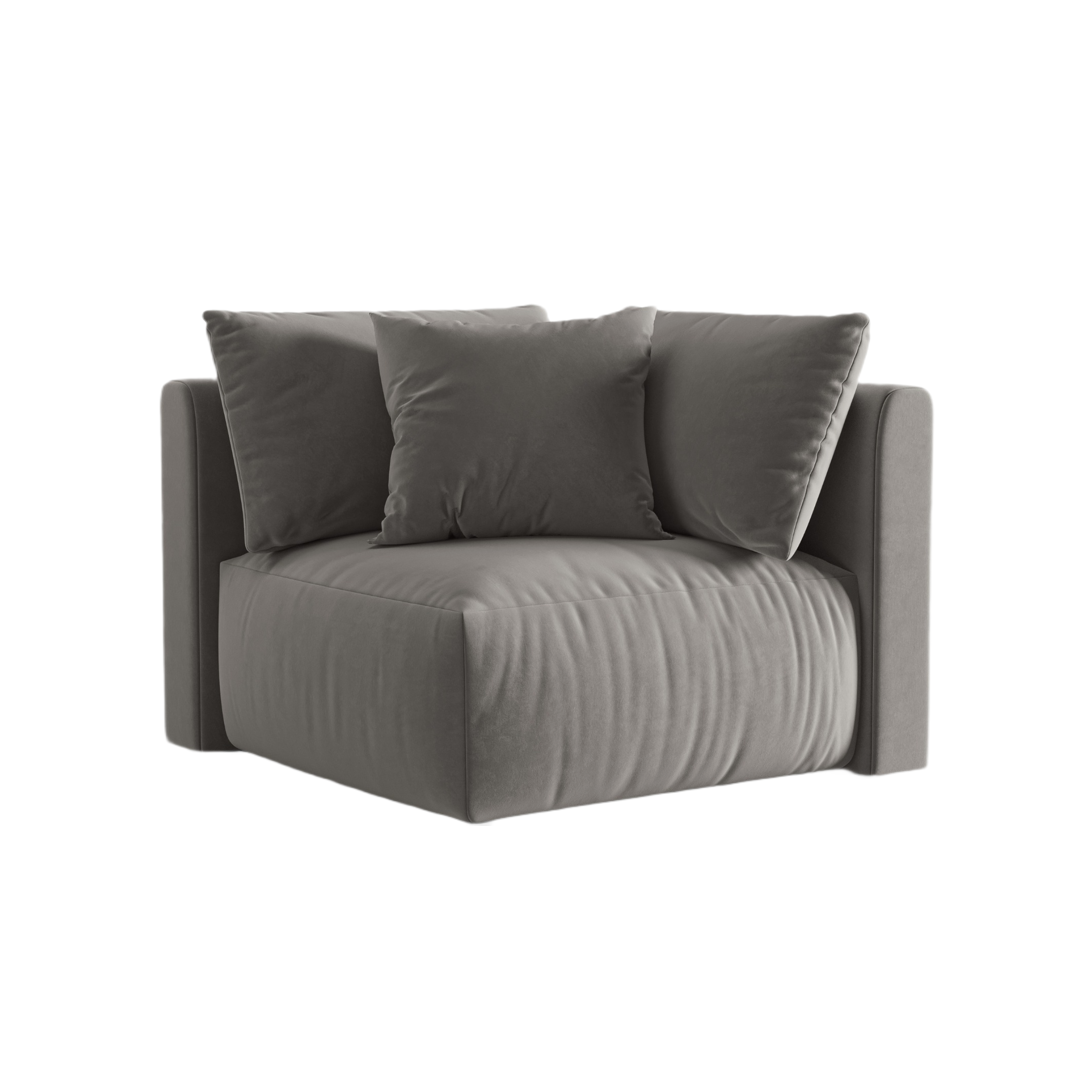 Sofa modułowa aksamitna CHRIS - element narożny szary