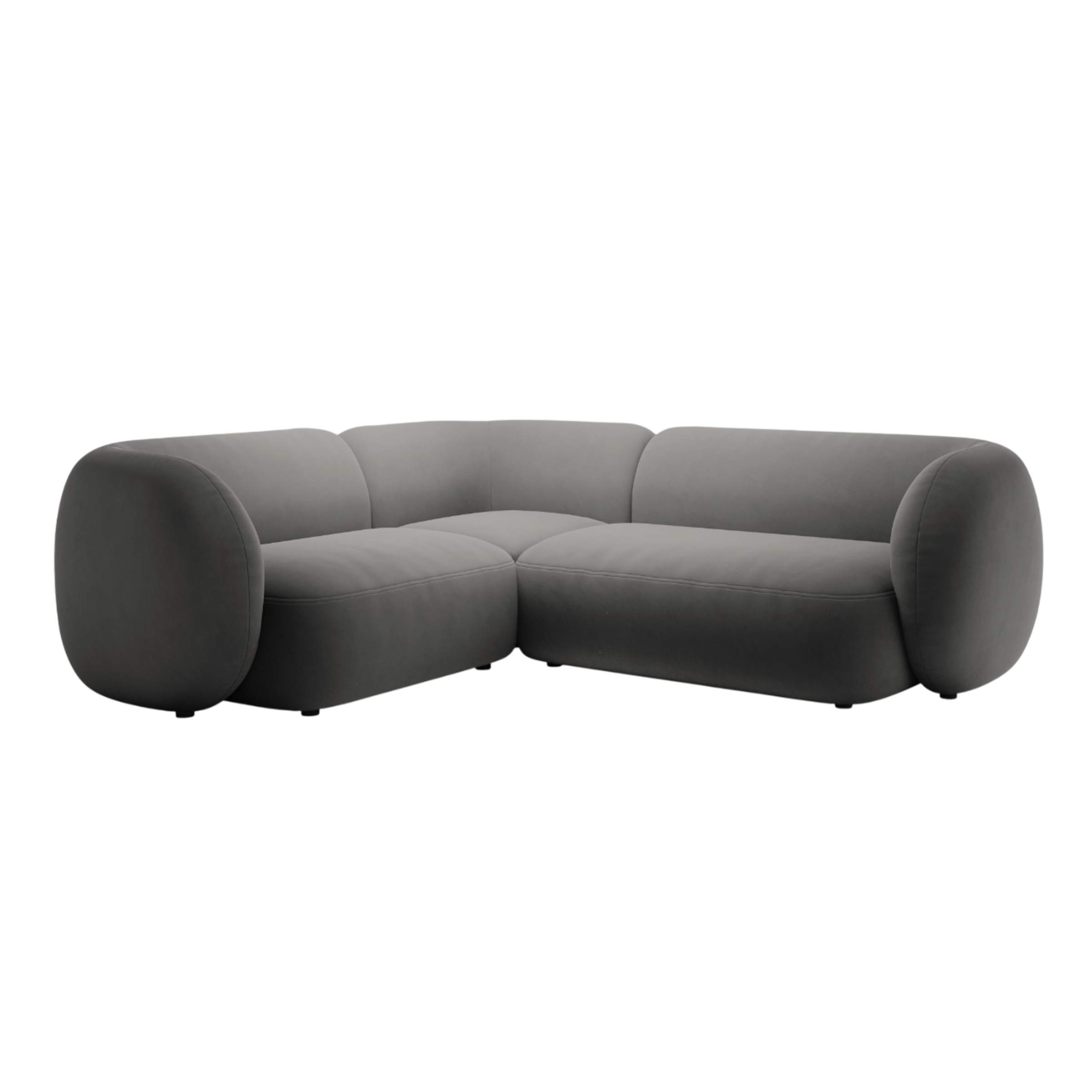 Samt-Ecksofa linksseitig für 4 Personen KATE dunkelgrau