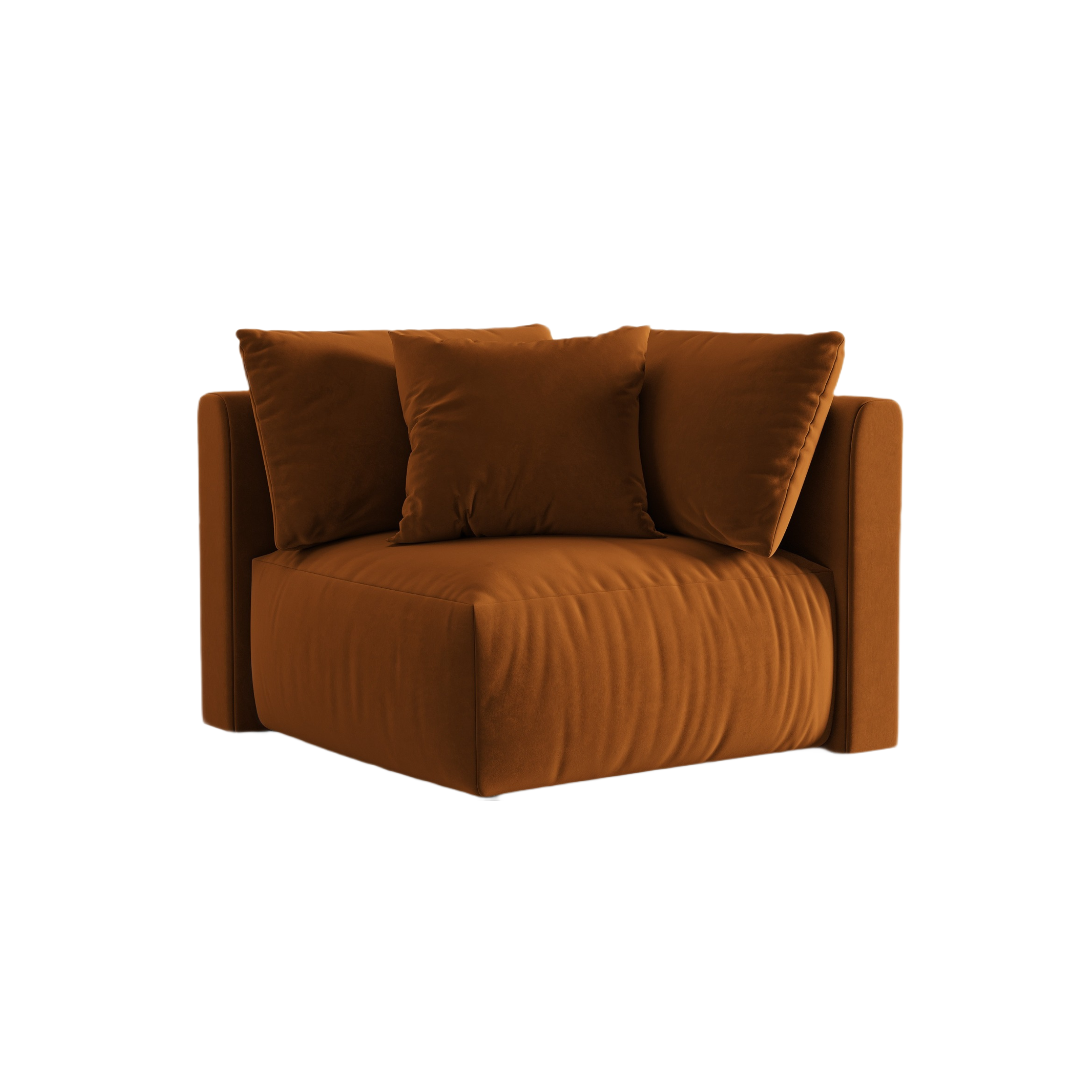 Sofa modułowa aksamitna CHRIS - element narożny terracotta