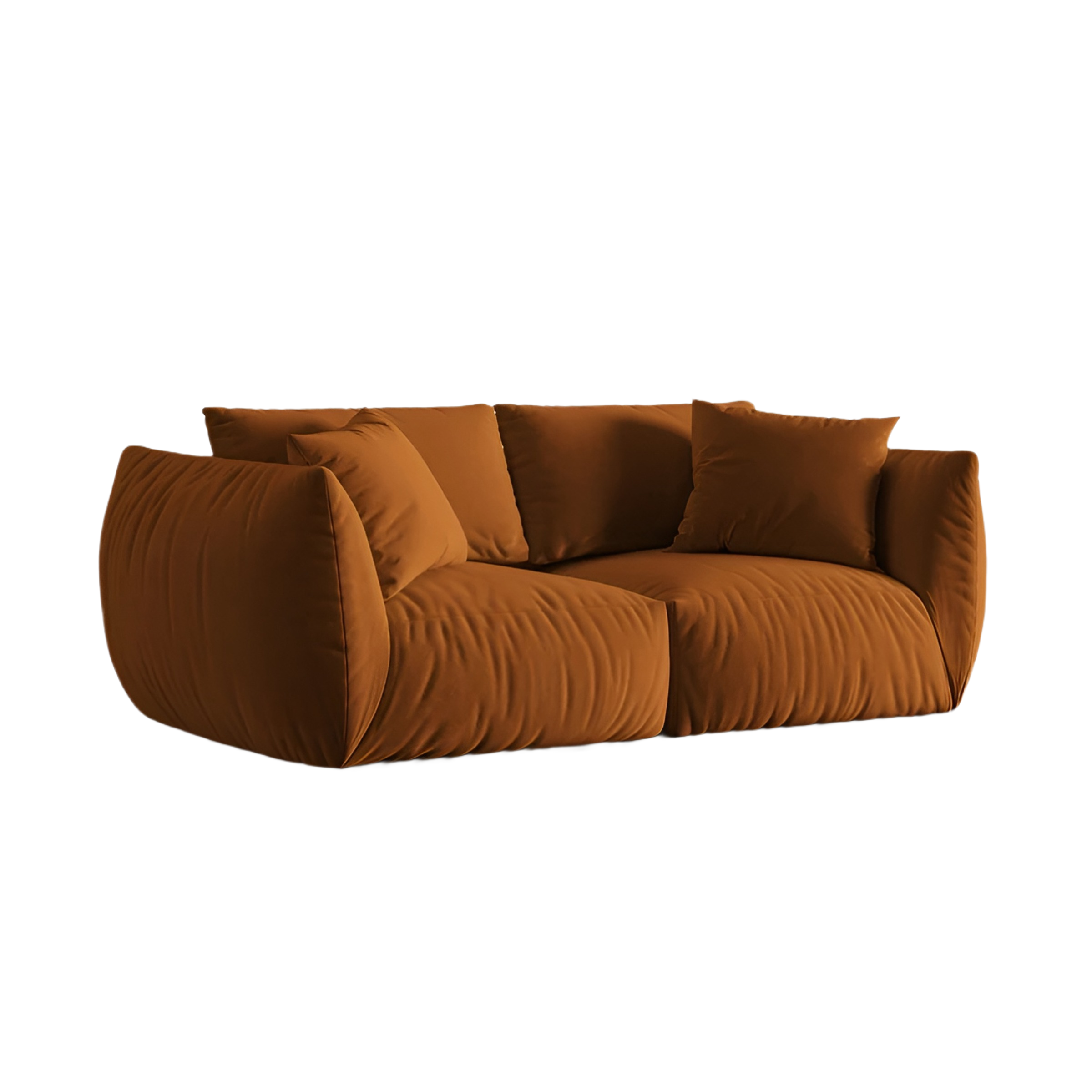 CHRIS terracotta 3-seater velvet sofa