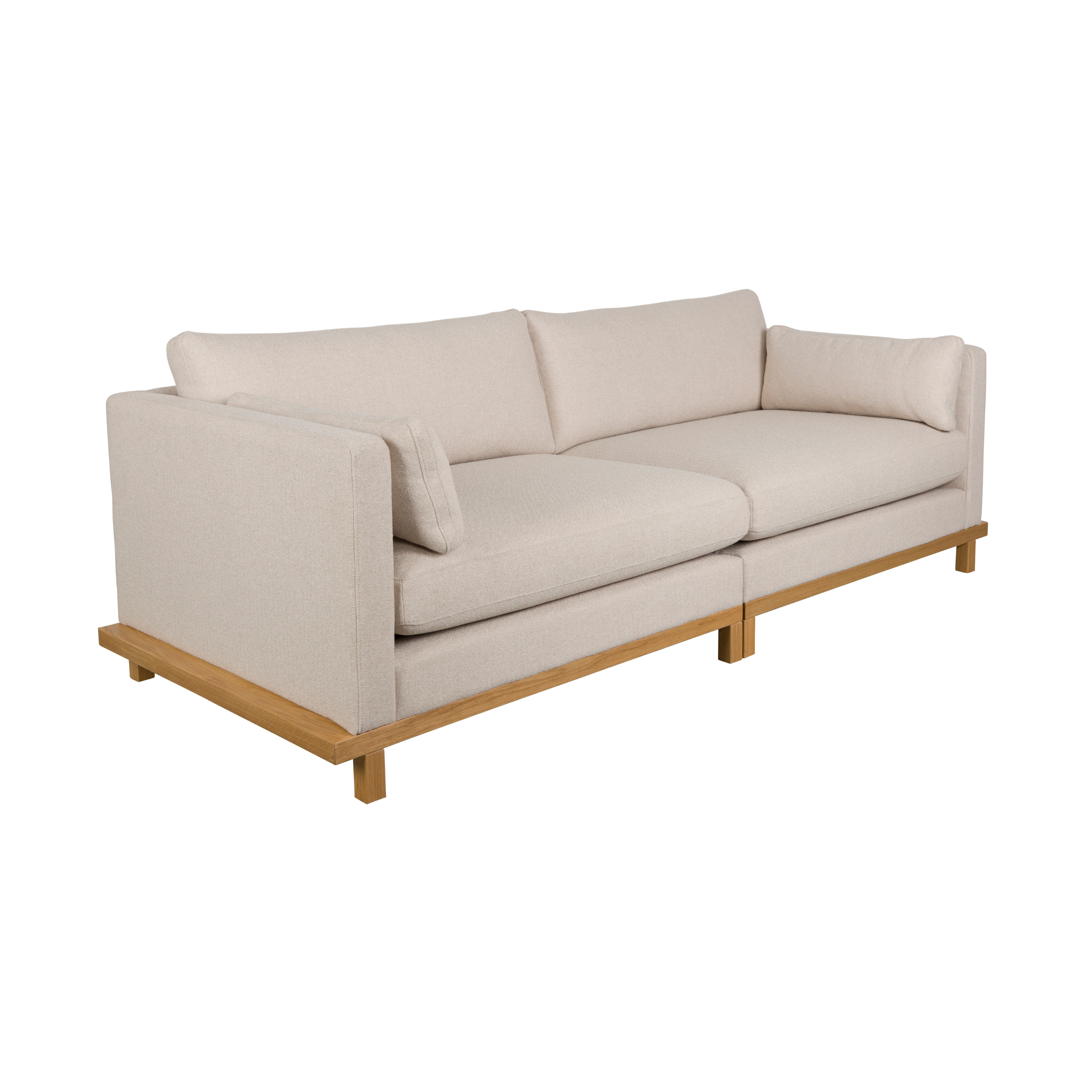 Sofa 3-osobowa BLOSSOM beżowy z drewnianą podstawą