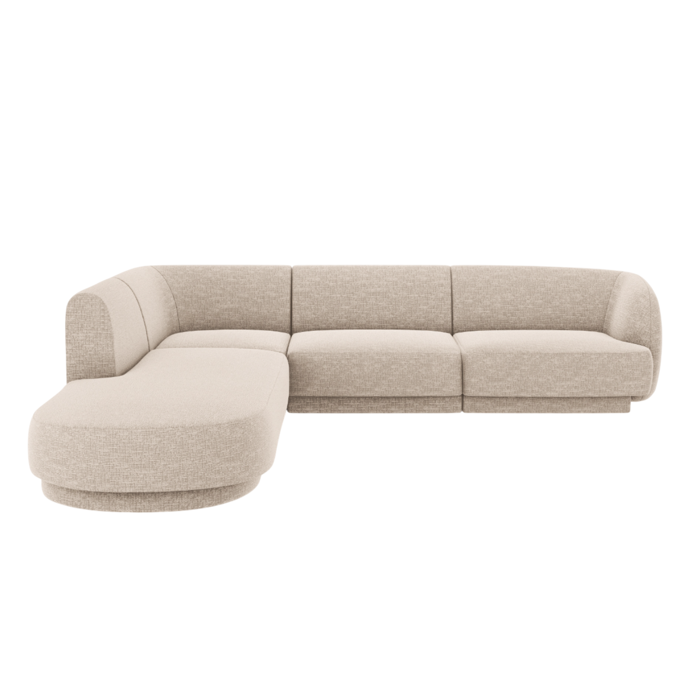 Linksseitiges 6-Sitzer-Sofa MILEY in beigem Chenille