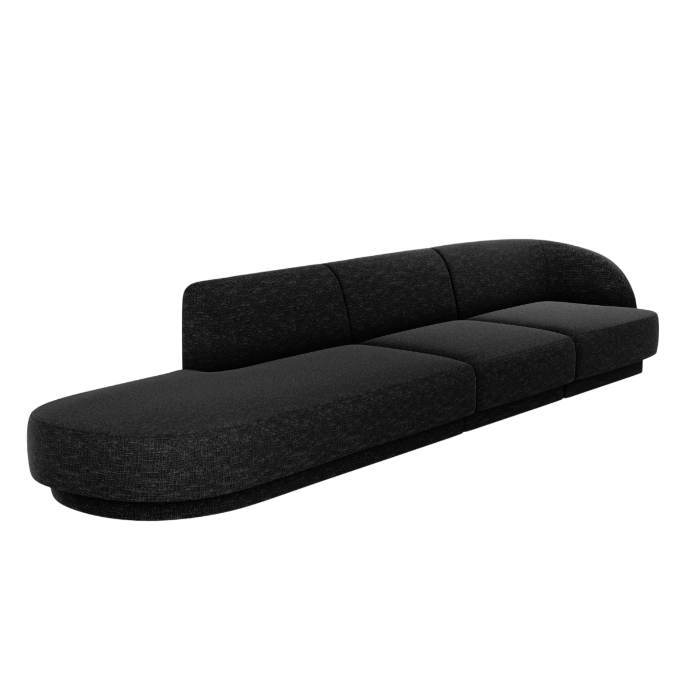 Sofa otwarta lewostronna 4-osobowa otwarta MILEY czarny szenil