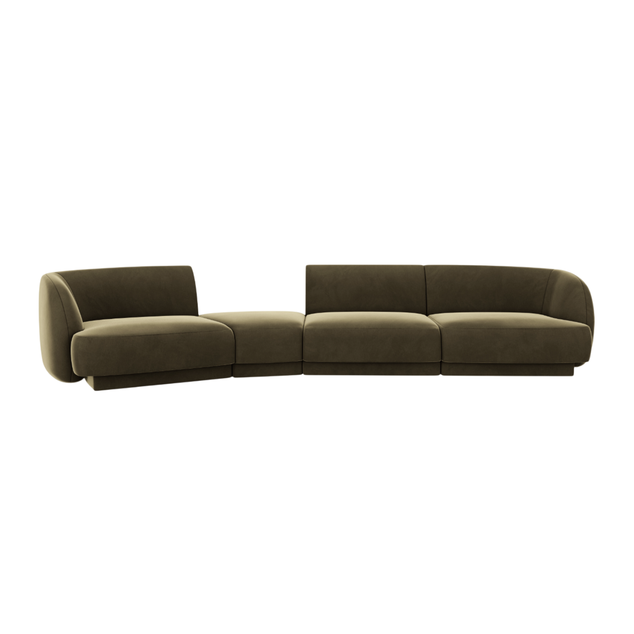 Left-facing modular velvet sofa for 6 people MILEY green