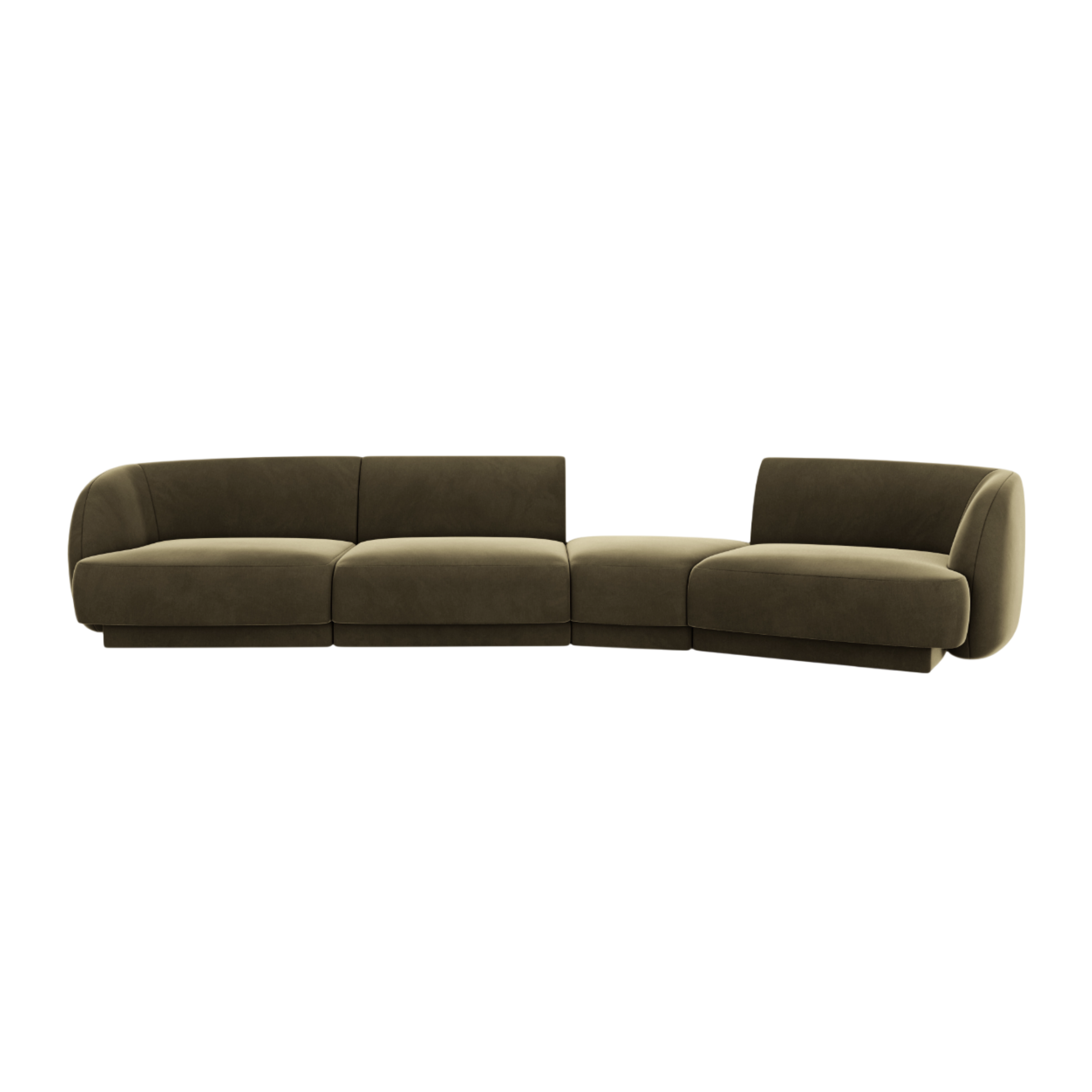 Sofa modułowa prawostronna 6-osobowa aksamitna MILEY zielony