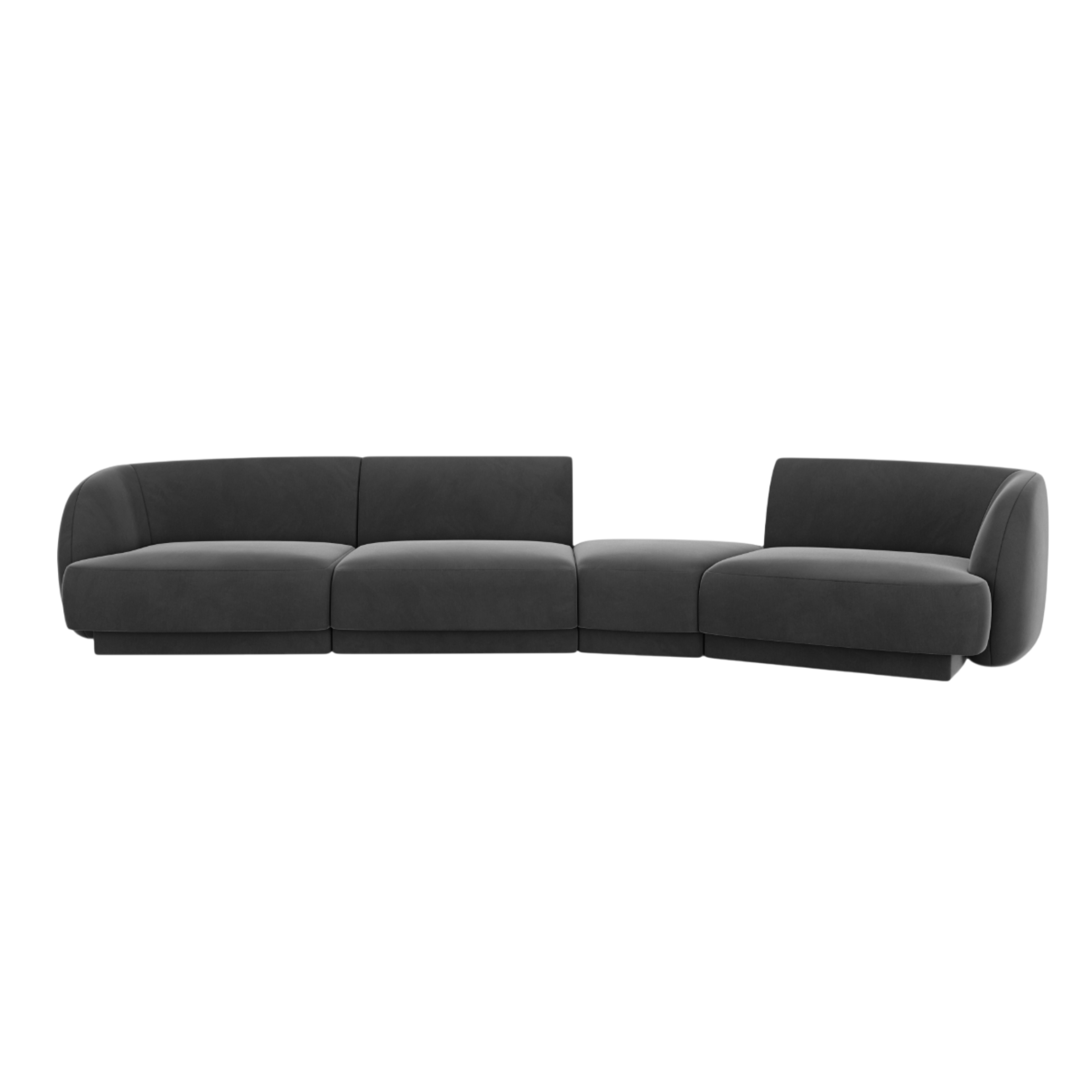 Sofa modułowa prawostronna 6-osobowa aksamitna MILEY szary