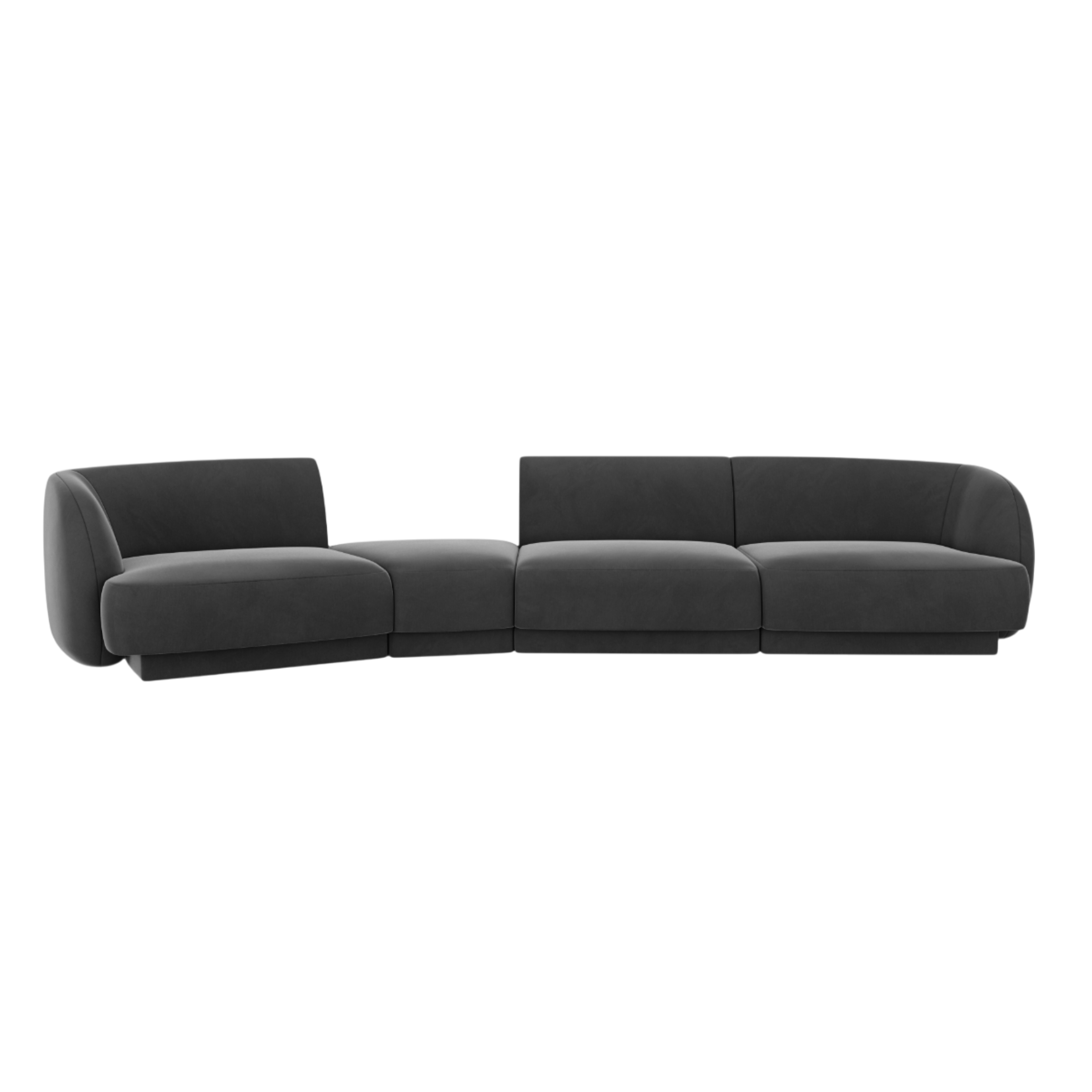 Left-facing modular velvet sofa for 6 people MILEY gray