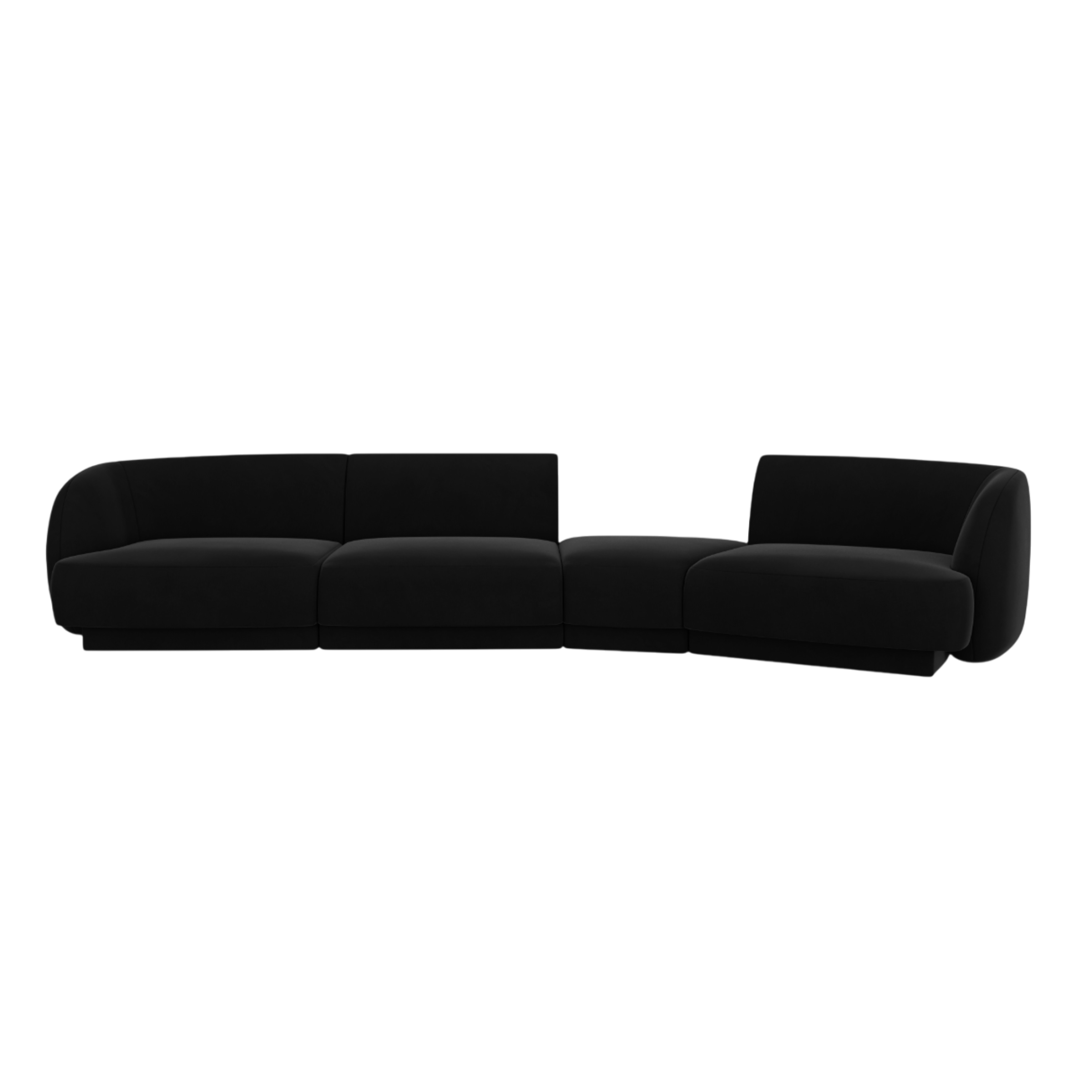 Sofa modułowa prawostronna 6-osobowa aksamitna MILEY czarny