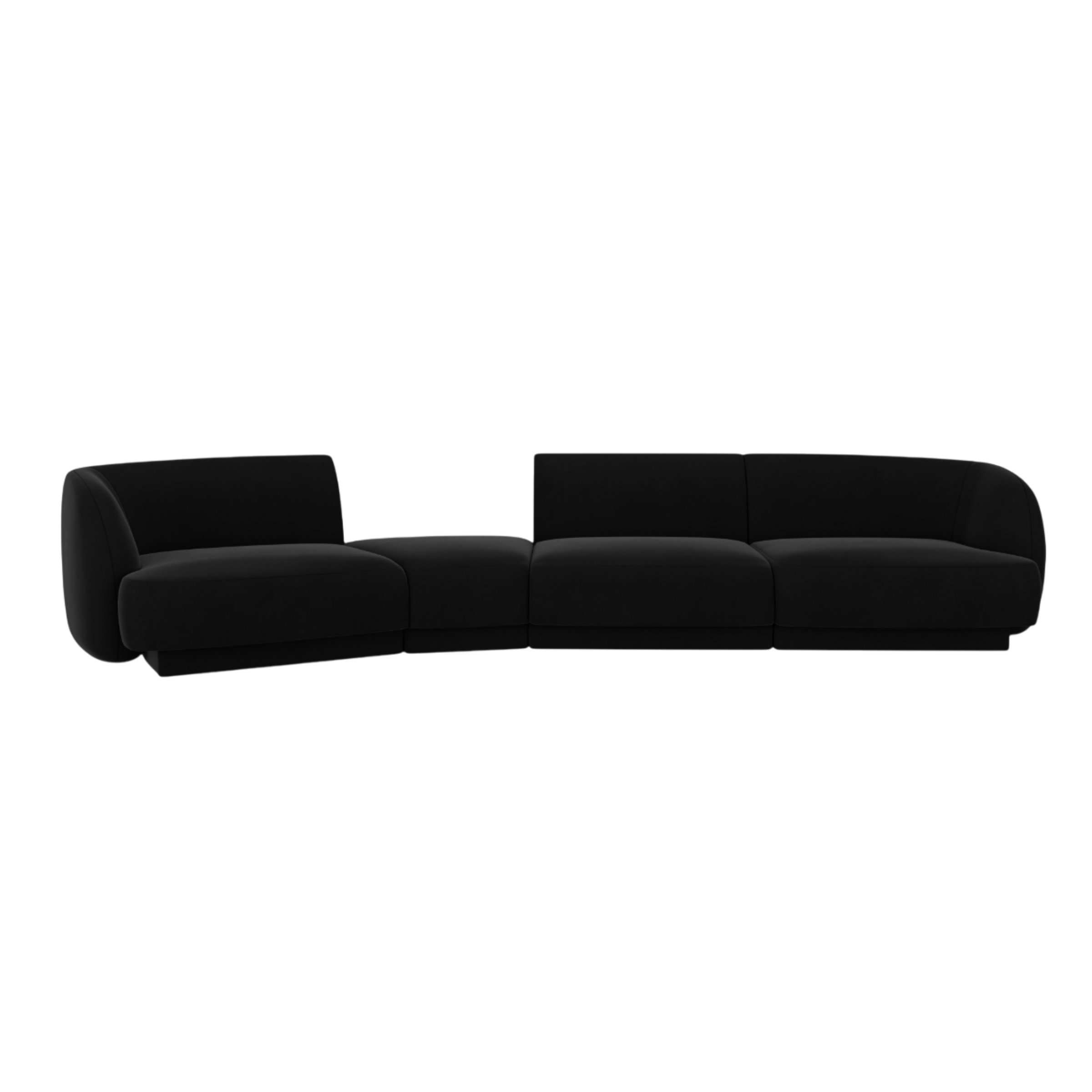 Modulares Sofa linksseitig für 6 Personen aus Samt MILEY schwarz