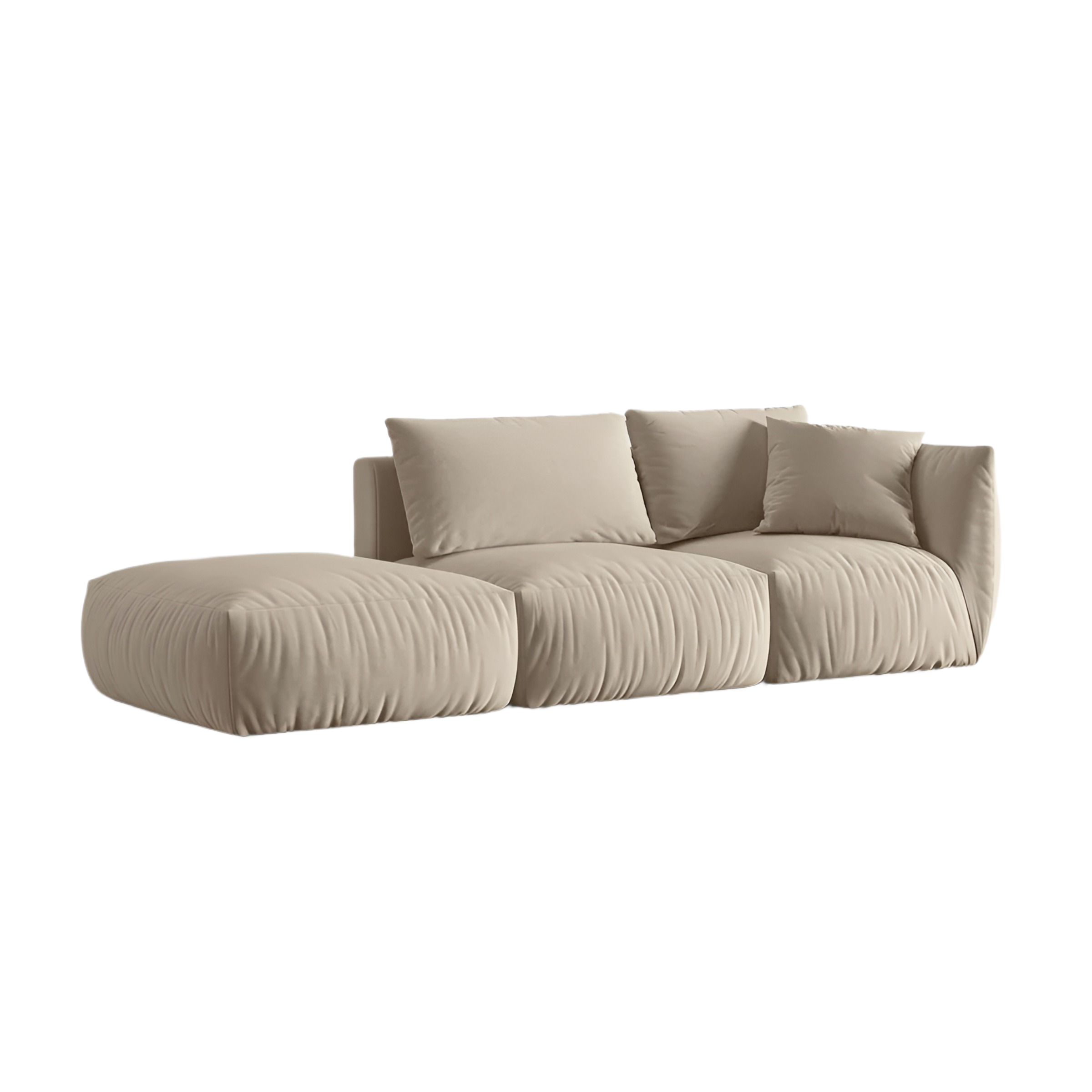 Sofa modułowa aksamitna 3-osobowa lewostronna CHRIS ecru