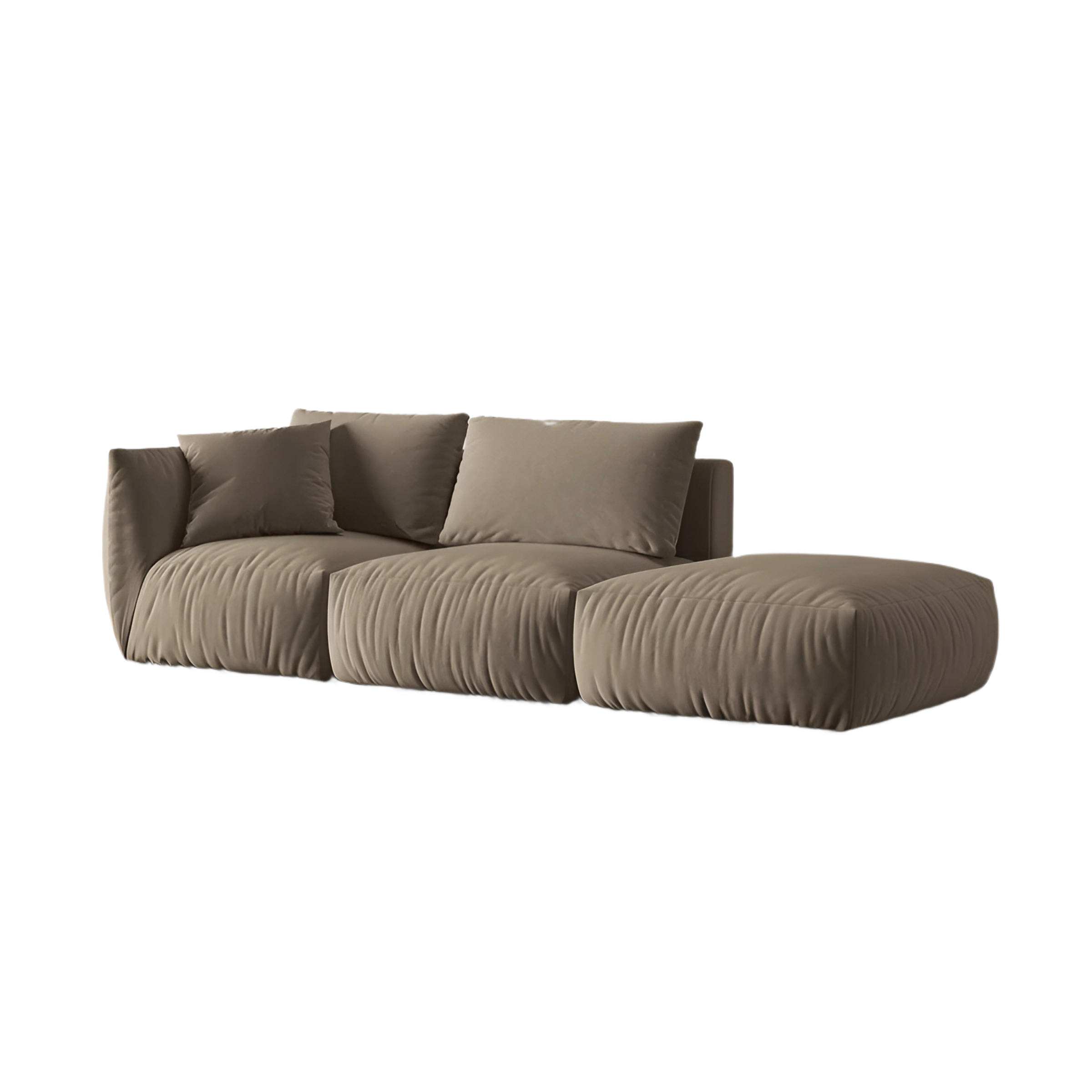 Right-facing 3-seater velvet modular sofa CHRIS light brown