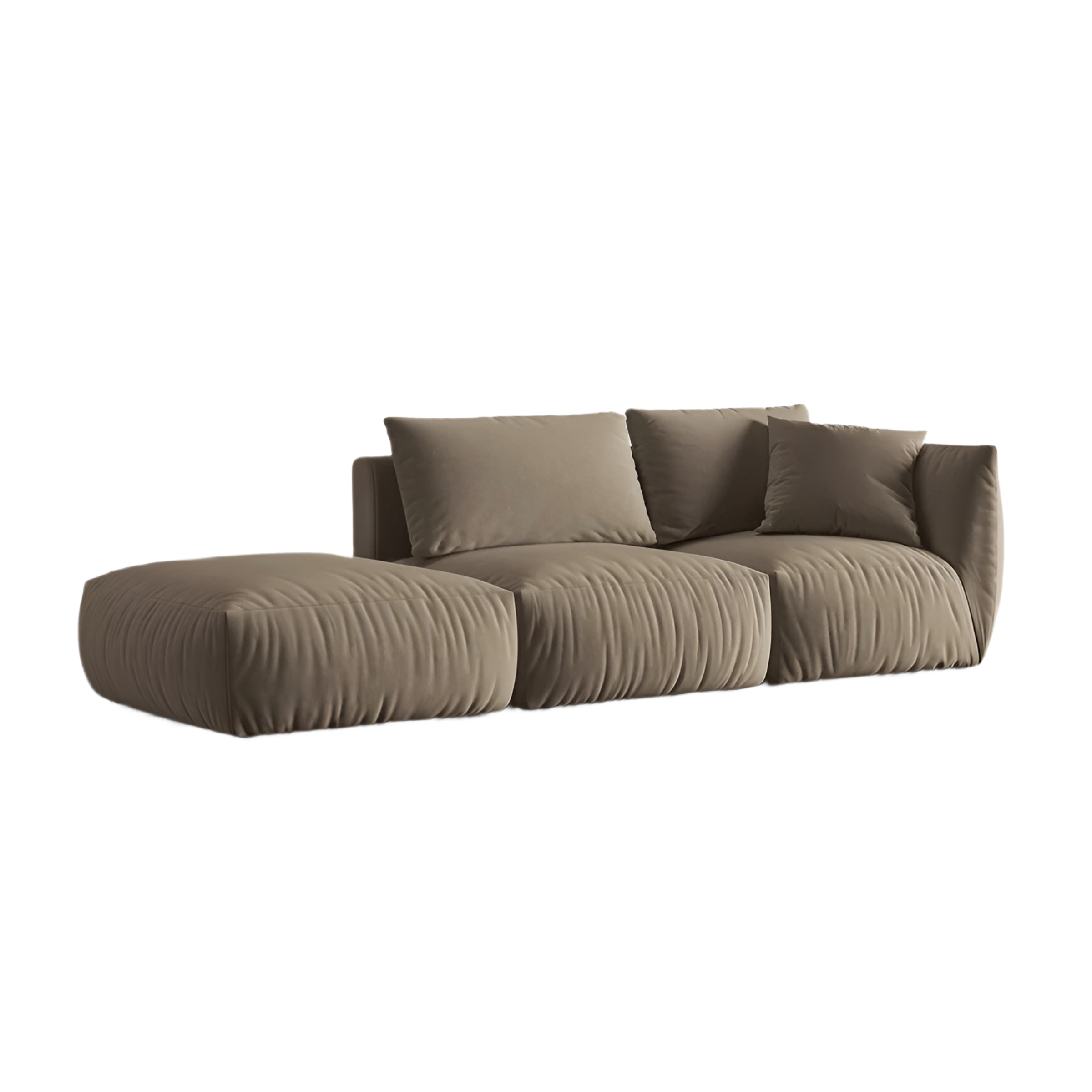 Sofa modułowa aksamitna 3-osobowa lewostronna CHRIS jasnobrązowy