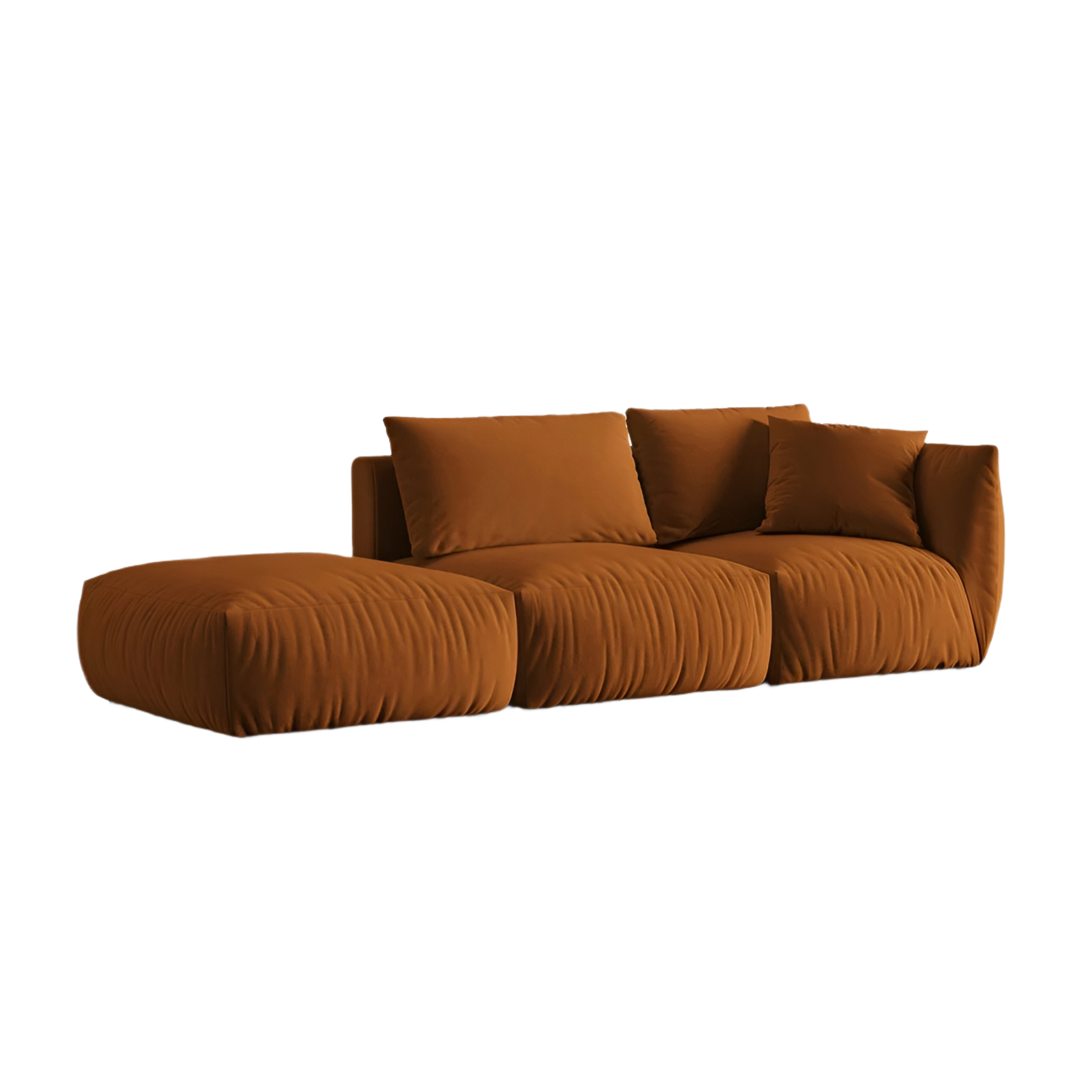 Sofa modułowa aksamitna 3-osobowa lewostronna CHRIS terracotta