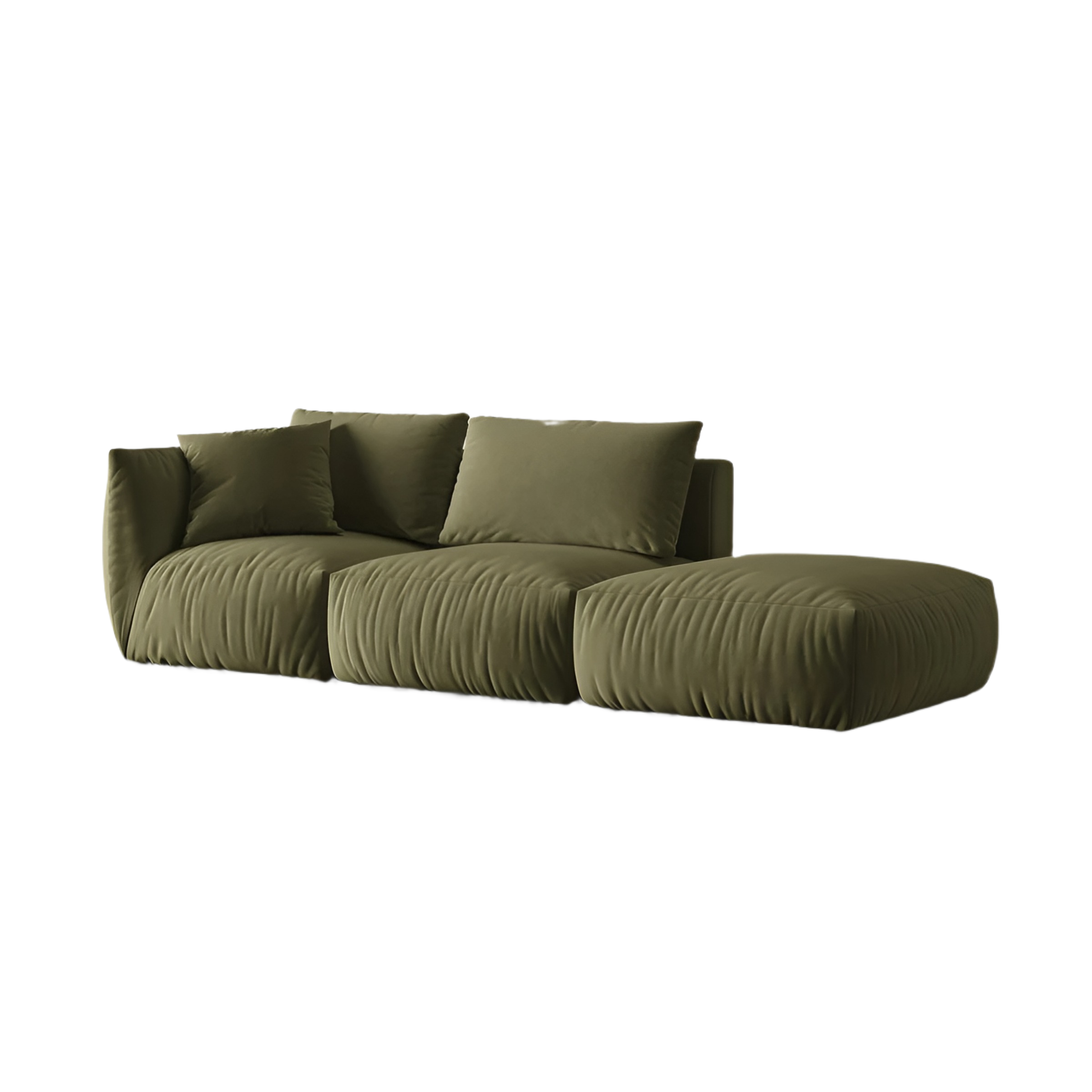 Sofa modułowa aksamitna 3-osobowa prawostronna CHRIS jasnozielony