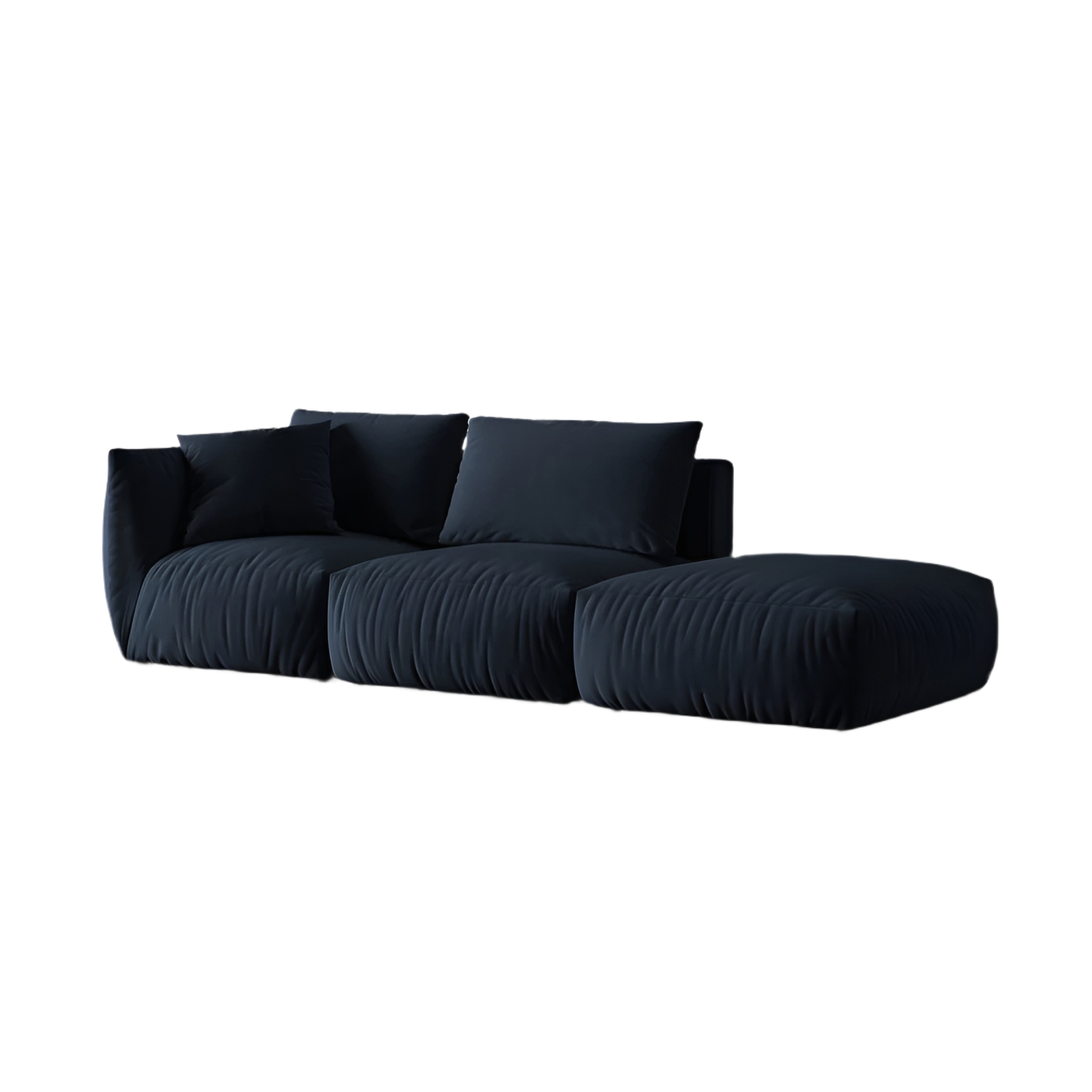 Sofa modułowa aksamitna 3-osobowa prawostronna CHRIS granat królewski