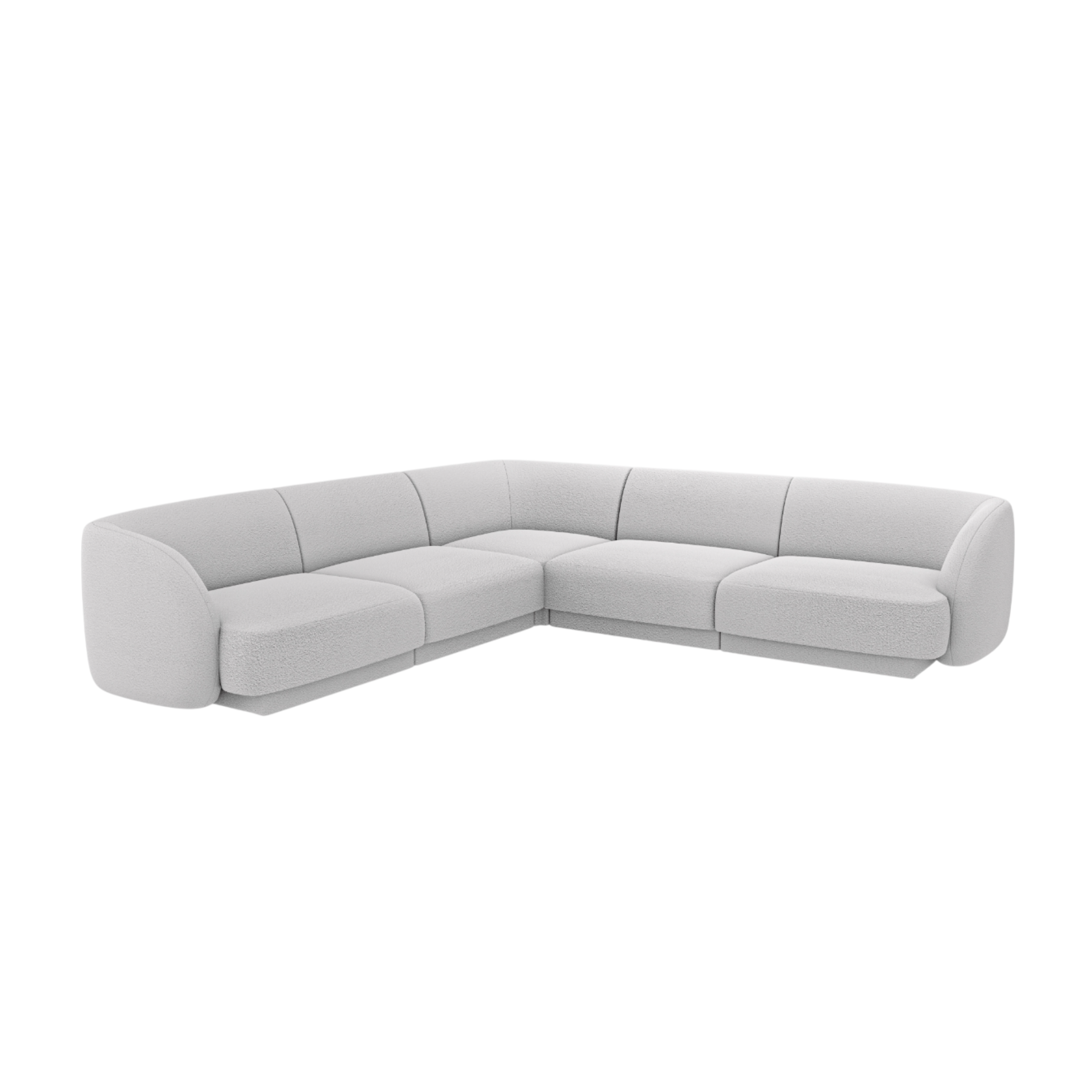 Symmetrische 5-Sitzer-Eckcouch MILEY hellgrau Boucle