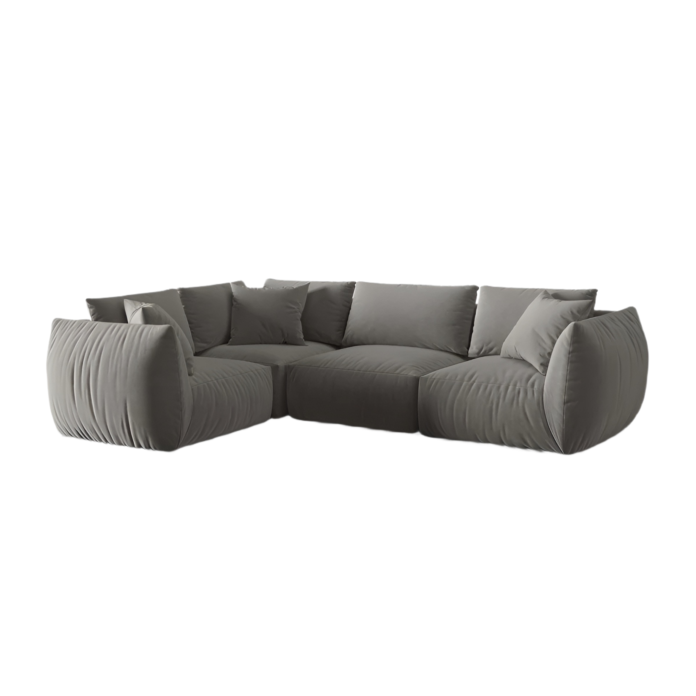 Gray left-facing velvet corner sofa for 4 people CHRIS
