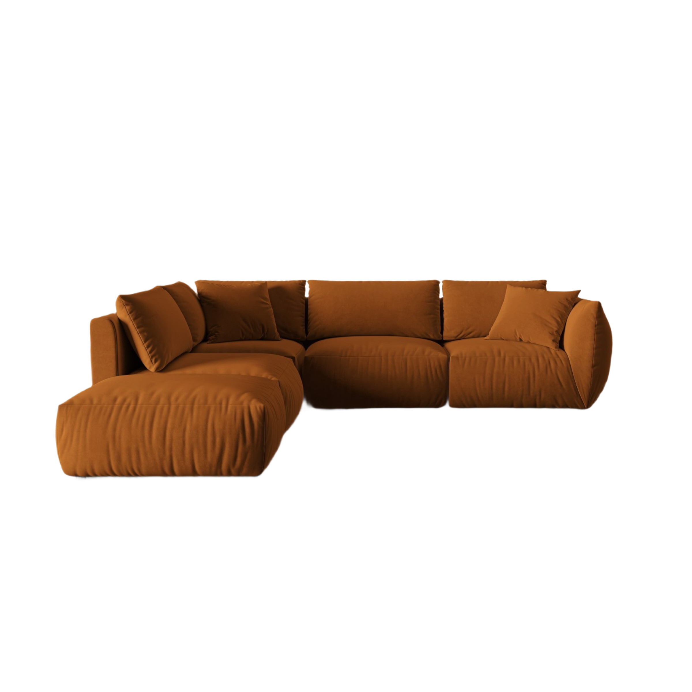Narożnik modułowy aksamitny 4-osobowy lewostronny CHRIS terracotta