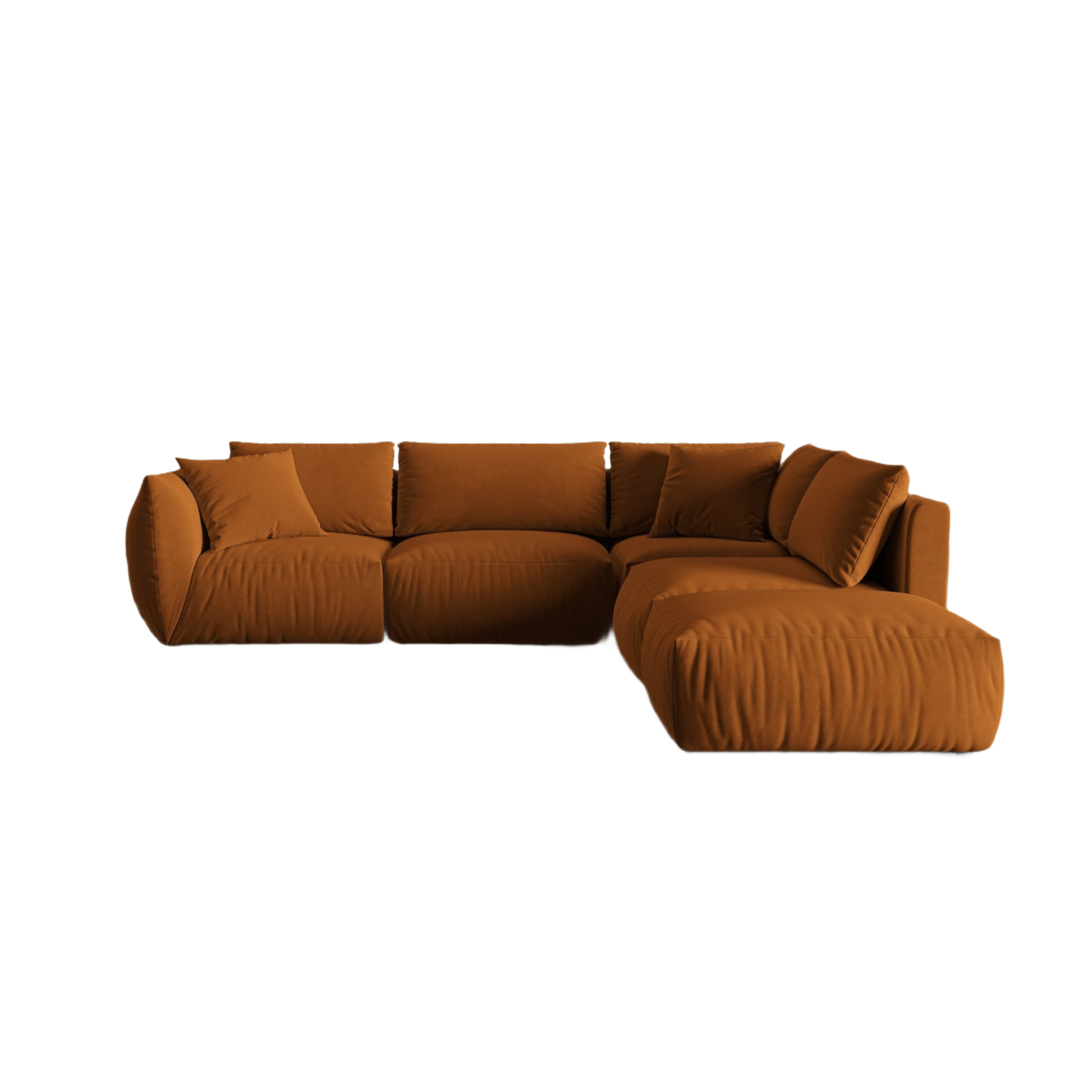 Narożnik modułowy aksamitny 4-osobowy prawostronny CHRIS terracotta