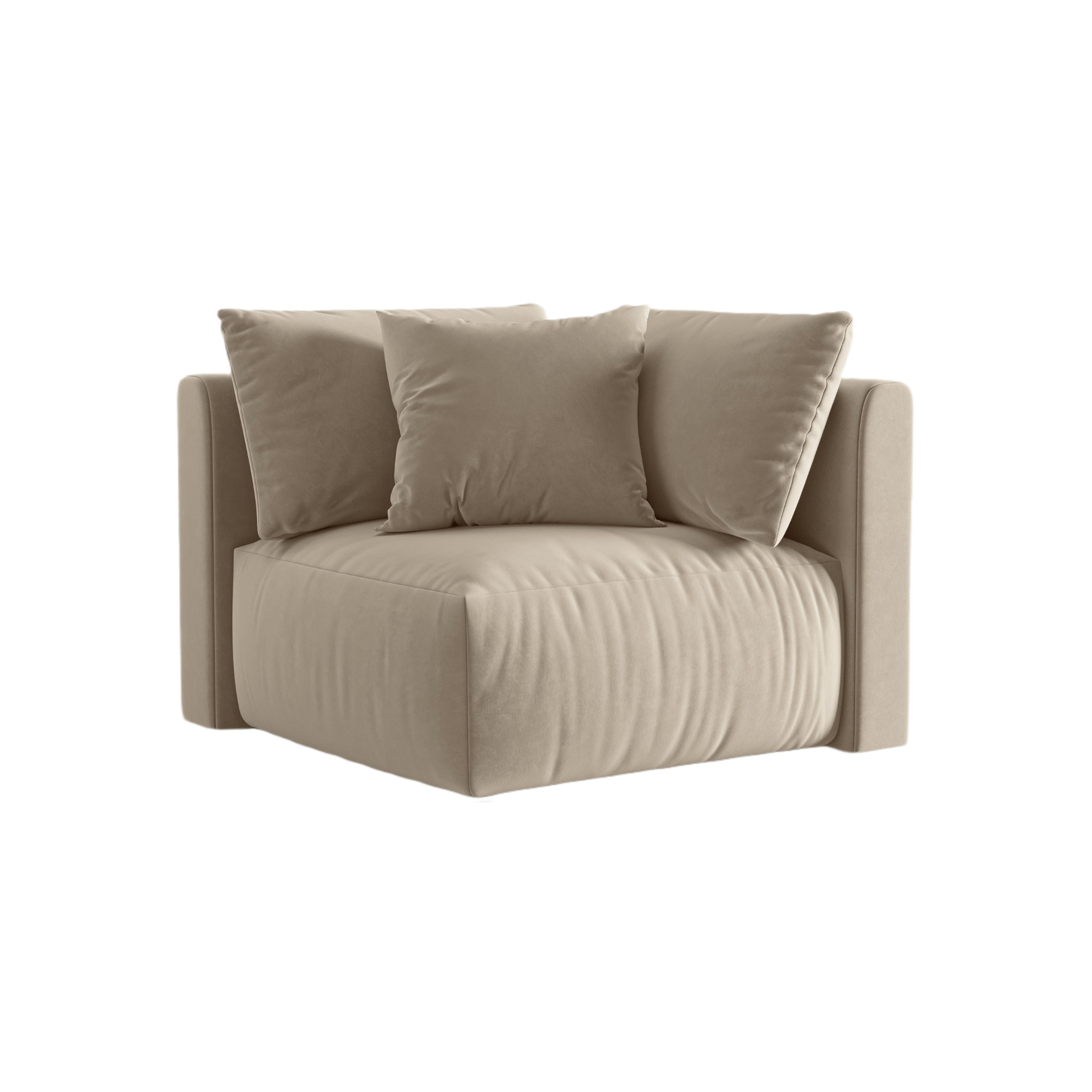 Sofa modułowa aksamitna CHRIS - element narożny ecru