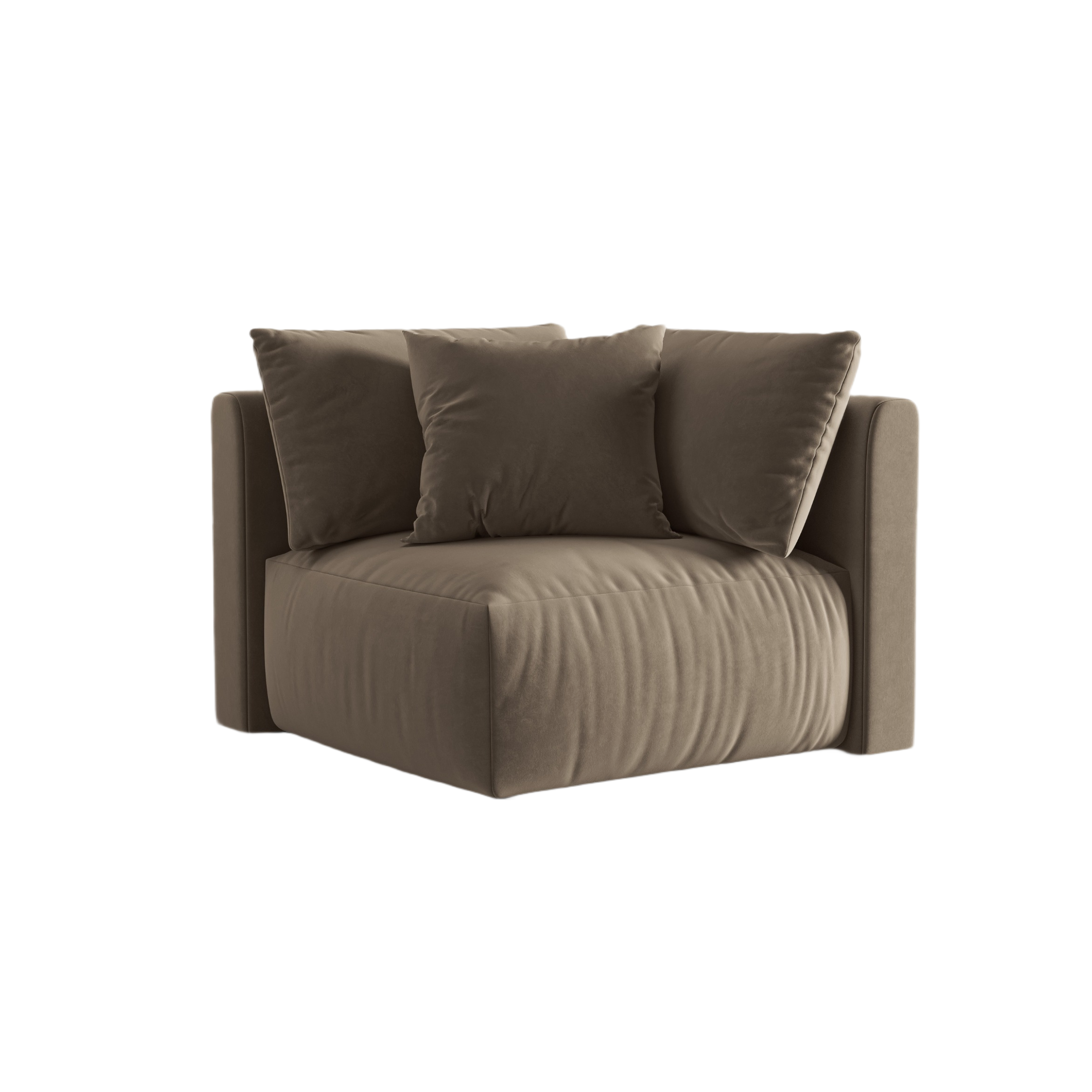 Sofa modułowa aksamitna CHRIS - element narożny jasnobrązowy