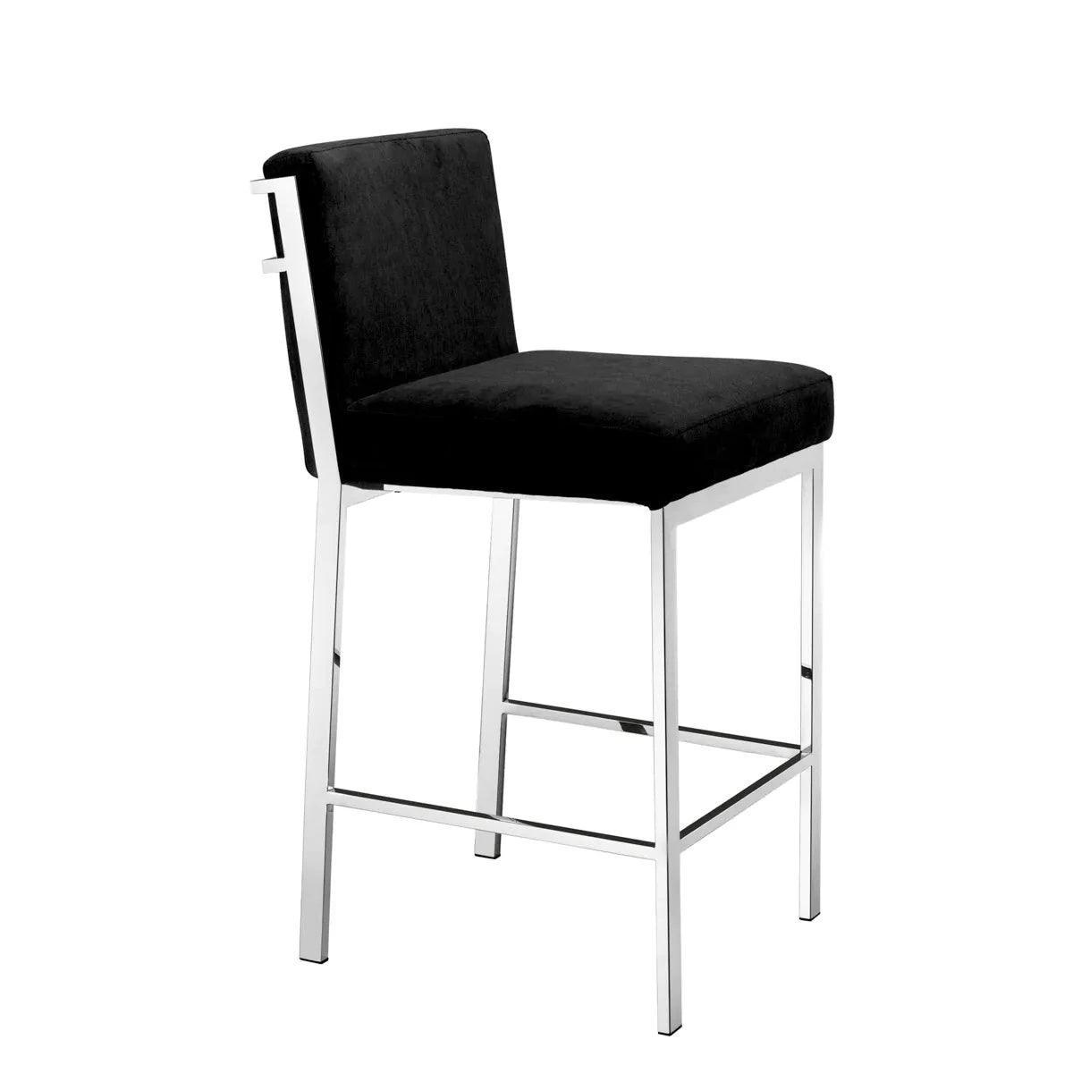 Hoker aksamitny SCOTT czarny ze stalową podstawą Eichholtz 91 cm Eye on Design