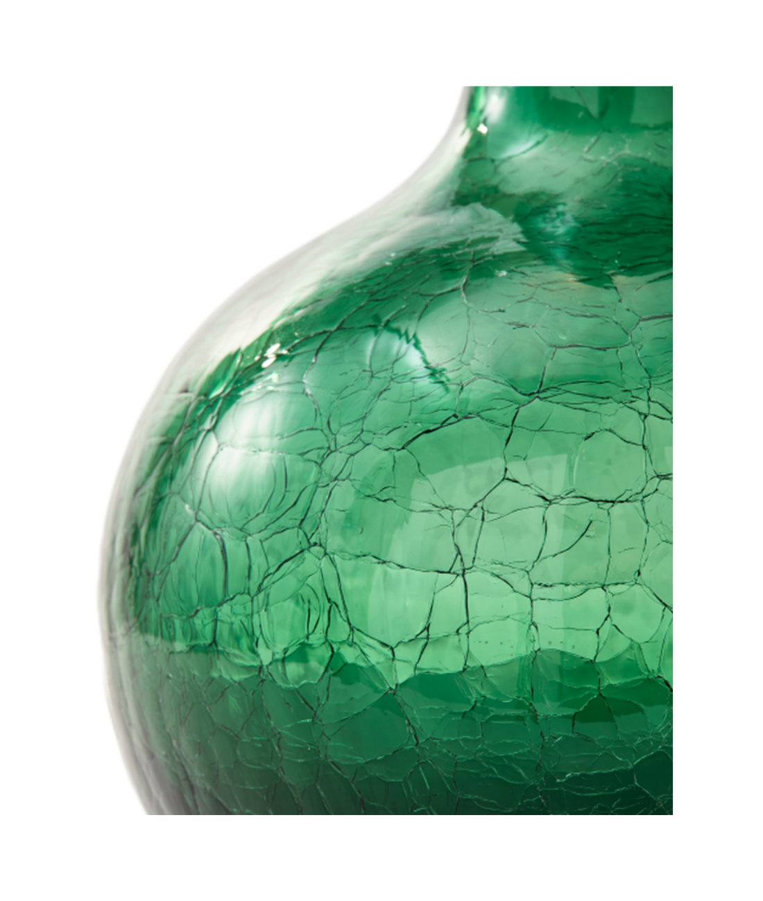 Vase aus Crackle-Glas, dunkelgrün