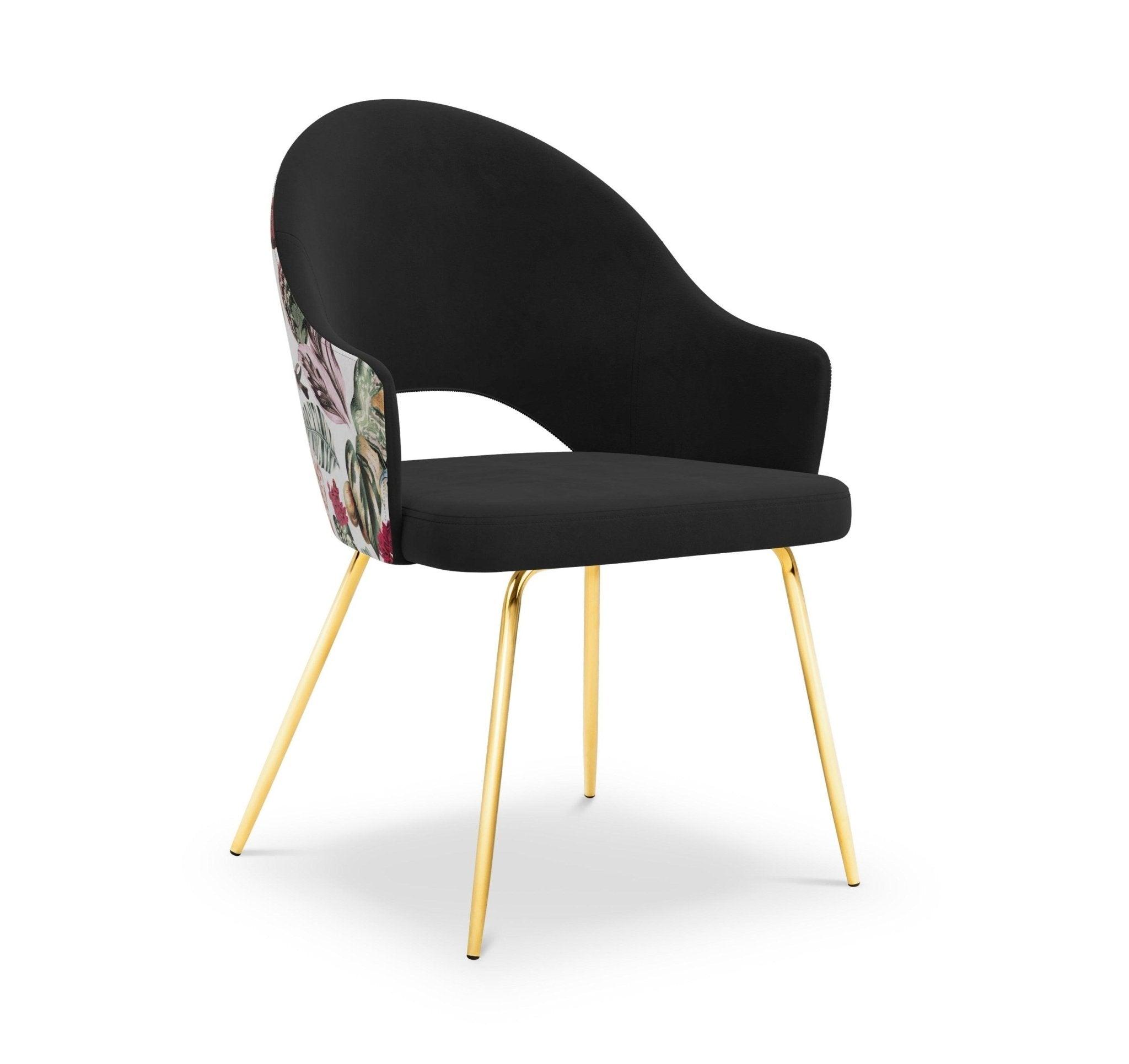 Krzesło aksamitne LYS czarny z roślinnym wzorem CXL by Christian Lacroix Eye on Design