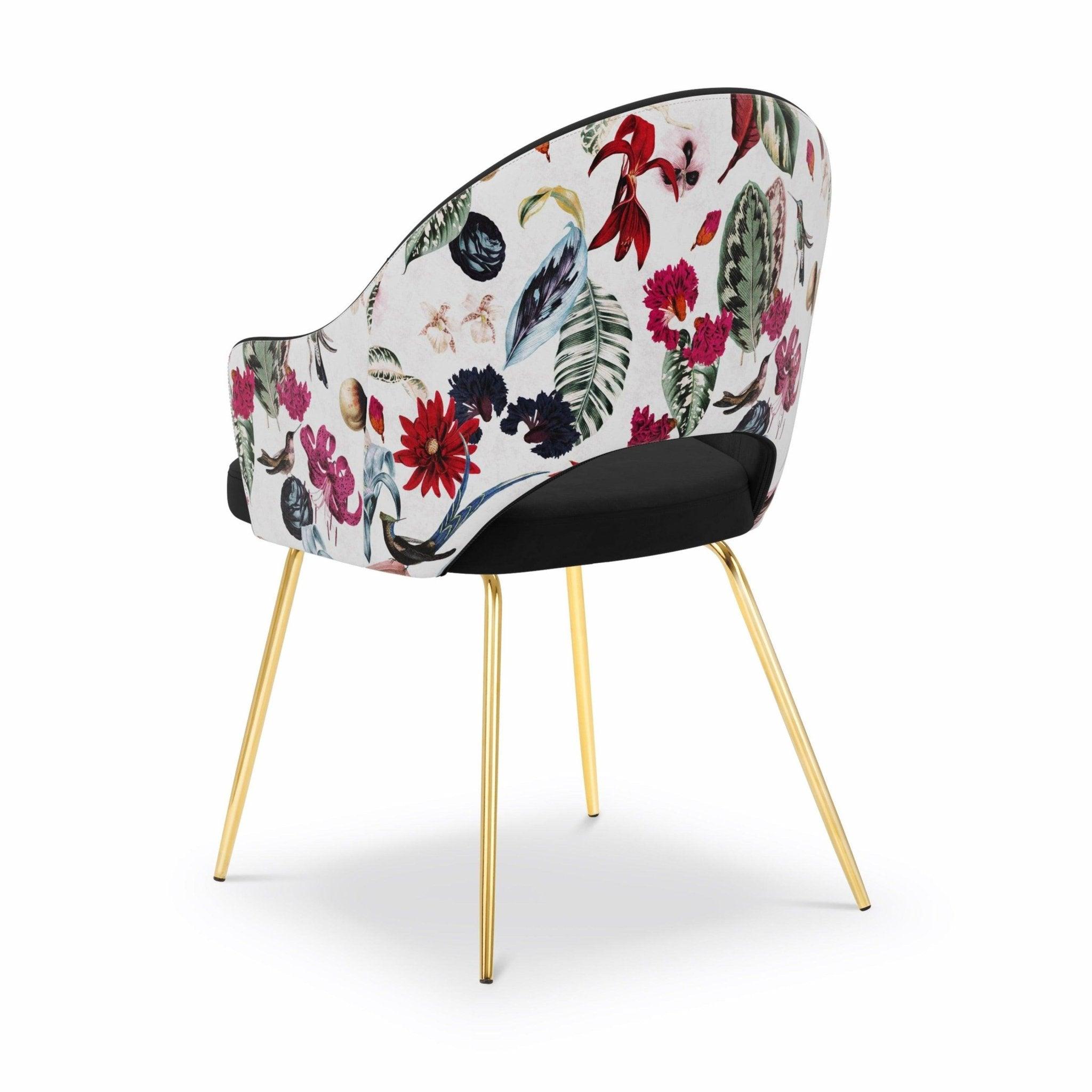 Krzesło aksamitne LYS czarny z roślinnym wzorem CXL by Christian Lacroix Eye on Design