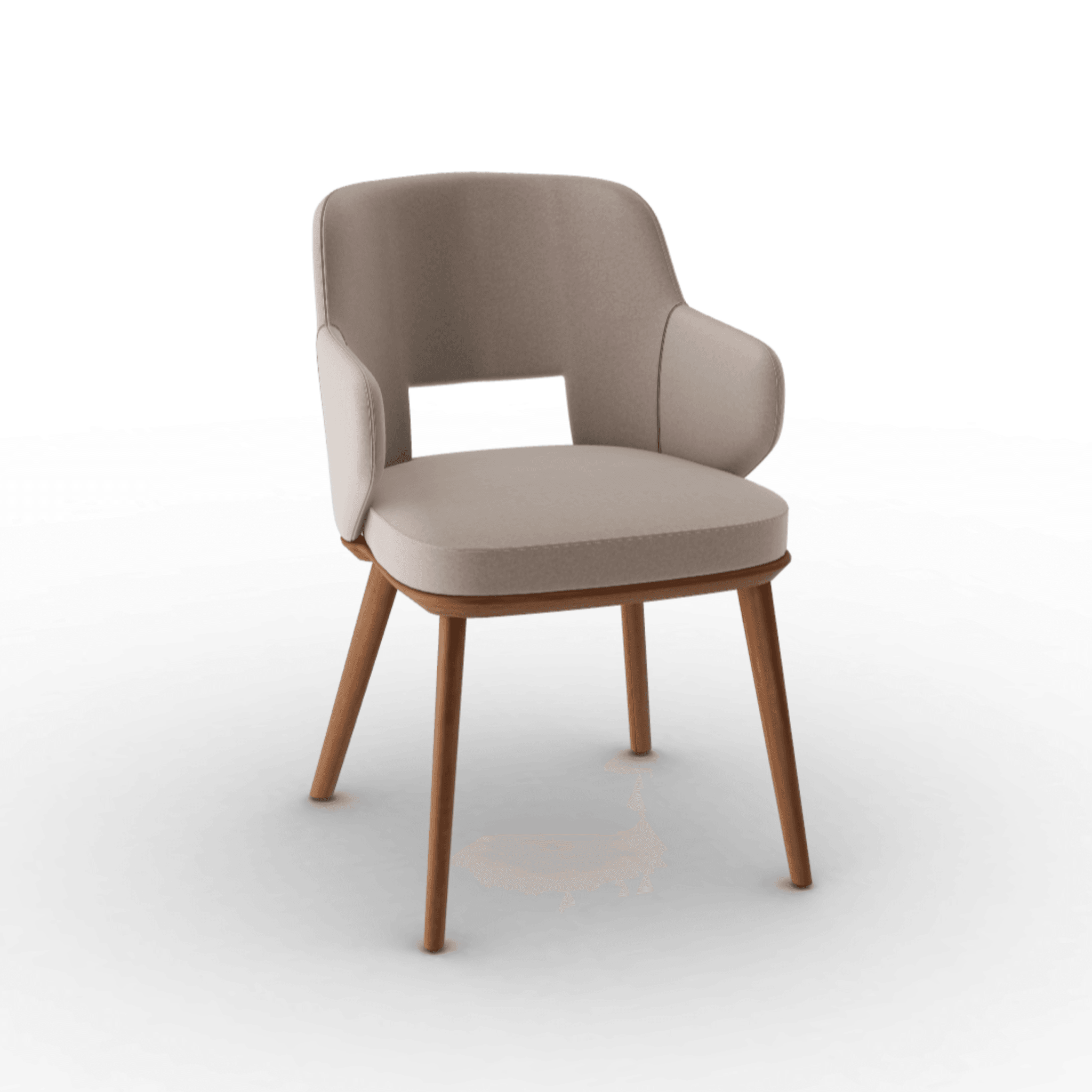 Krzesło aksamitne z podłokietnikami FOYER piaskowy z drewnianą podstawą Calligaris orzech włoski Eye on Design
