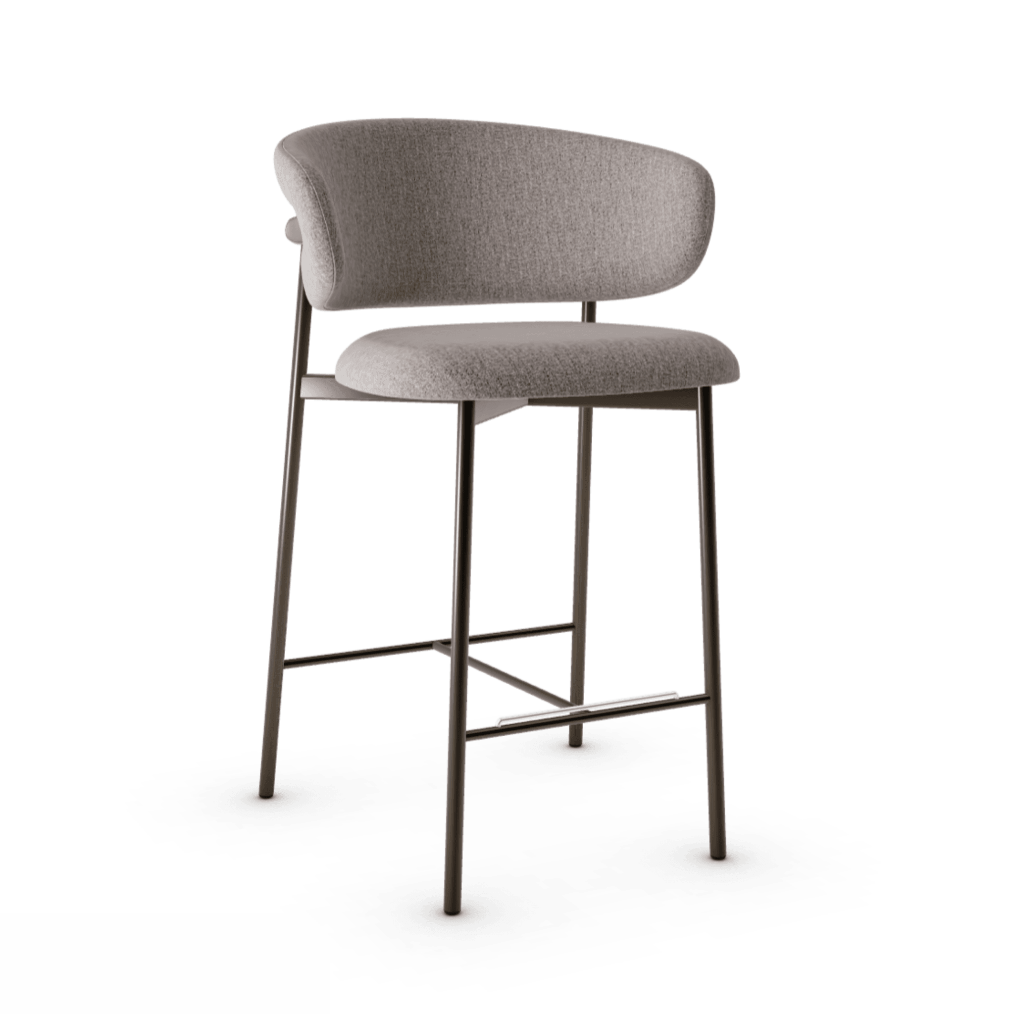 Krzesło barowe OLEANDRO boucle taupe z metalową podstawą Calligaris metalowa matowy brąz Eye on Design
