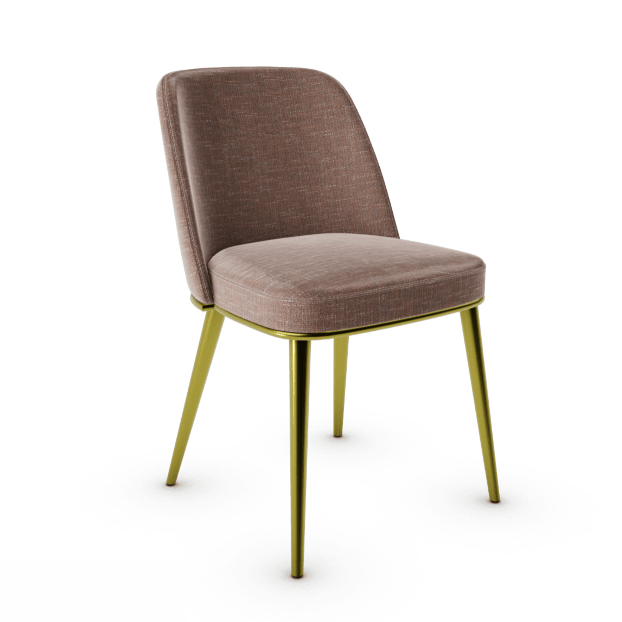 Krzesło FOYER boucle ceglany z metalową podstawą Calligaris metalowa matowy mosiądz Eye on Design