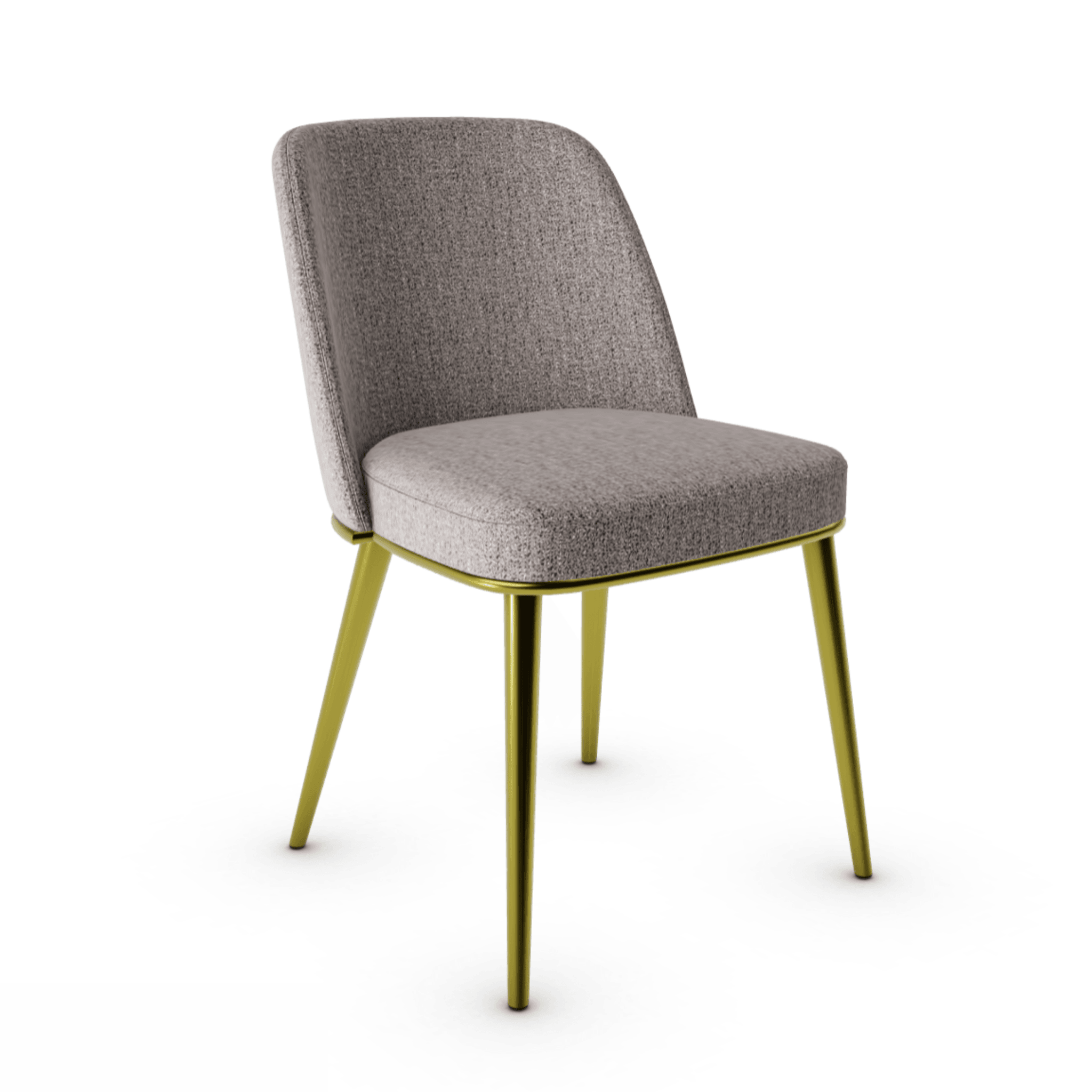 Krzesło FOYER boucle taupe z metalową podstawą Calligaris metalowa matowy mosiądz Eye on Design