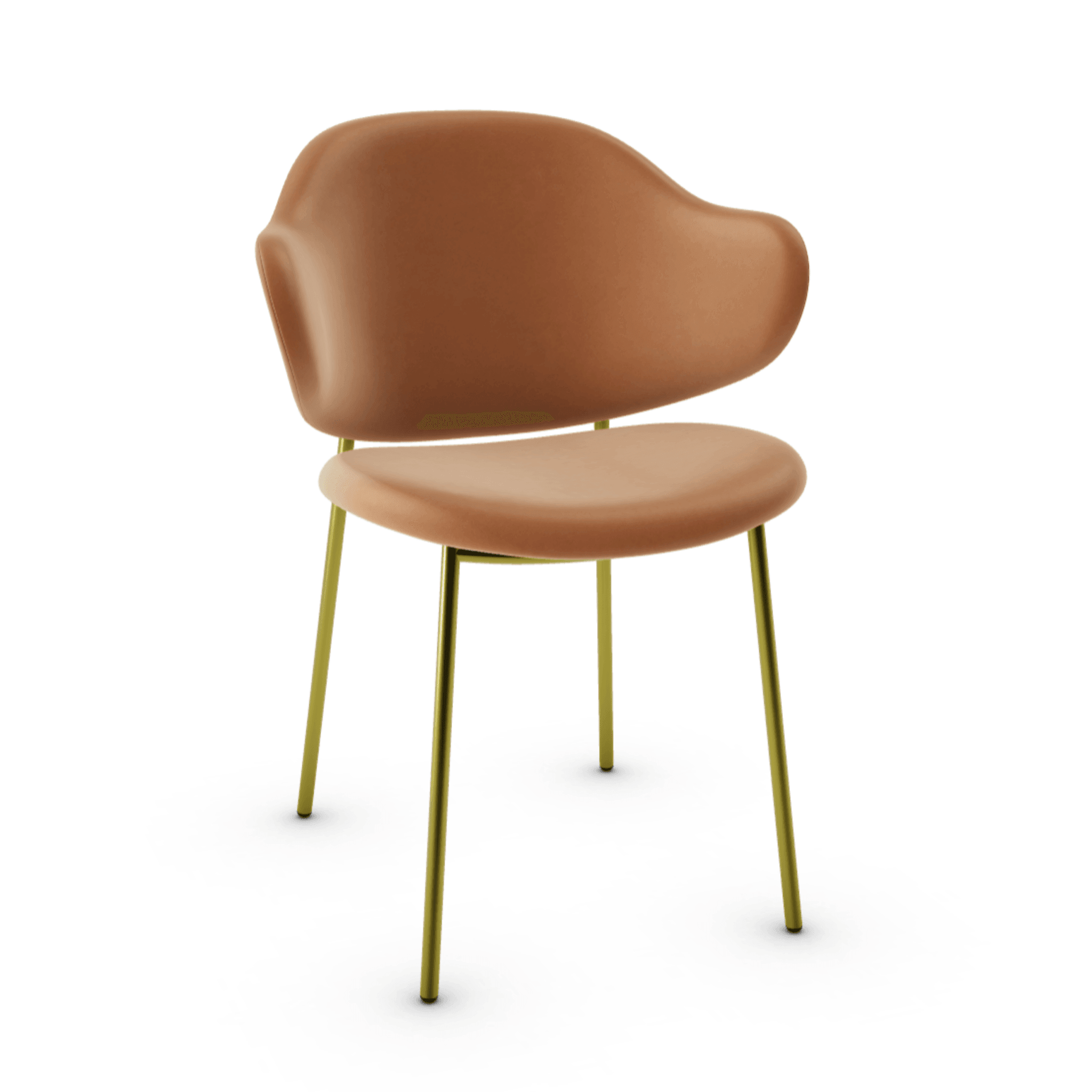 Krzesło HOLLY koniakowa ekoskóra z metalową podstawą Calligaris matowy mosiądz Eye on Design