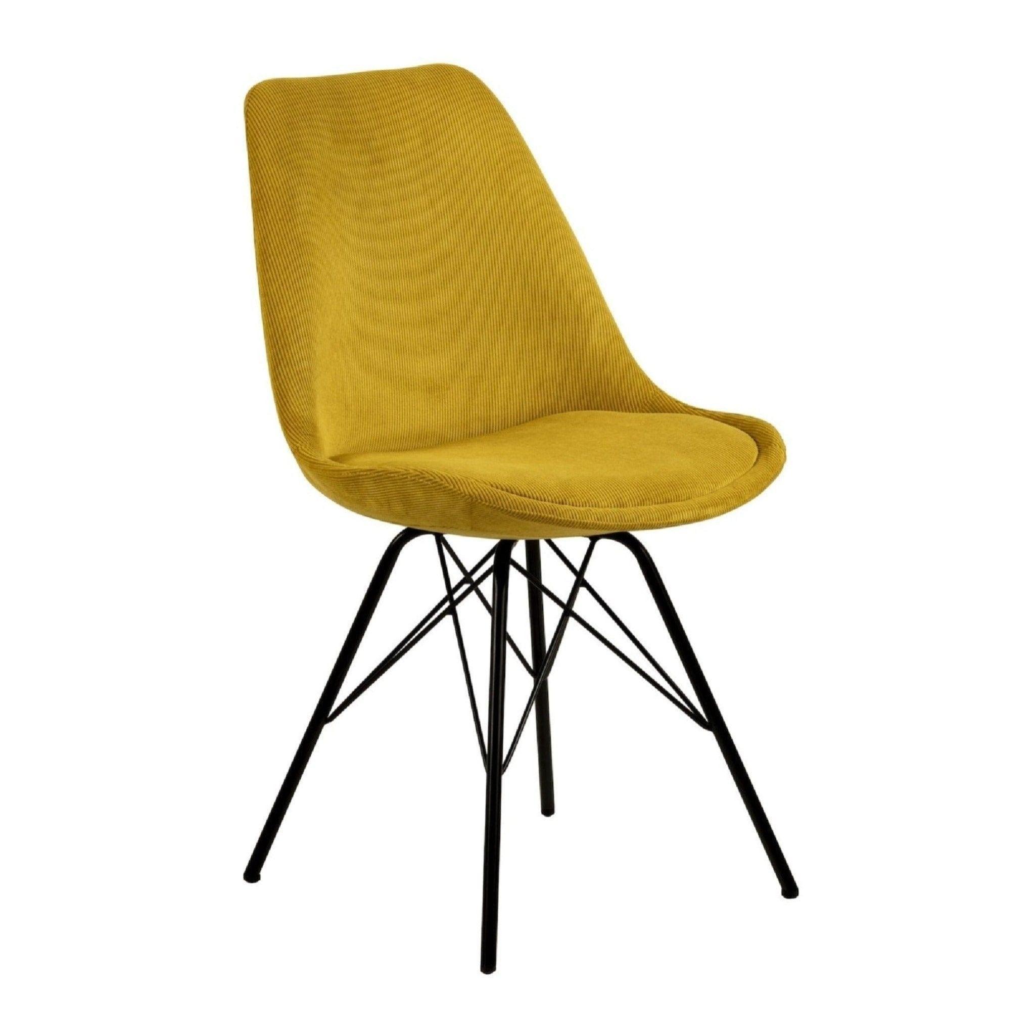 Krzesło NILS żółty sztruksowy z czarną podstawą Home Essentials Eye on Design