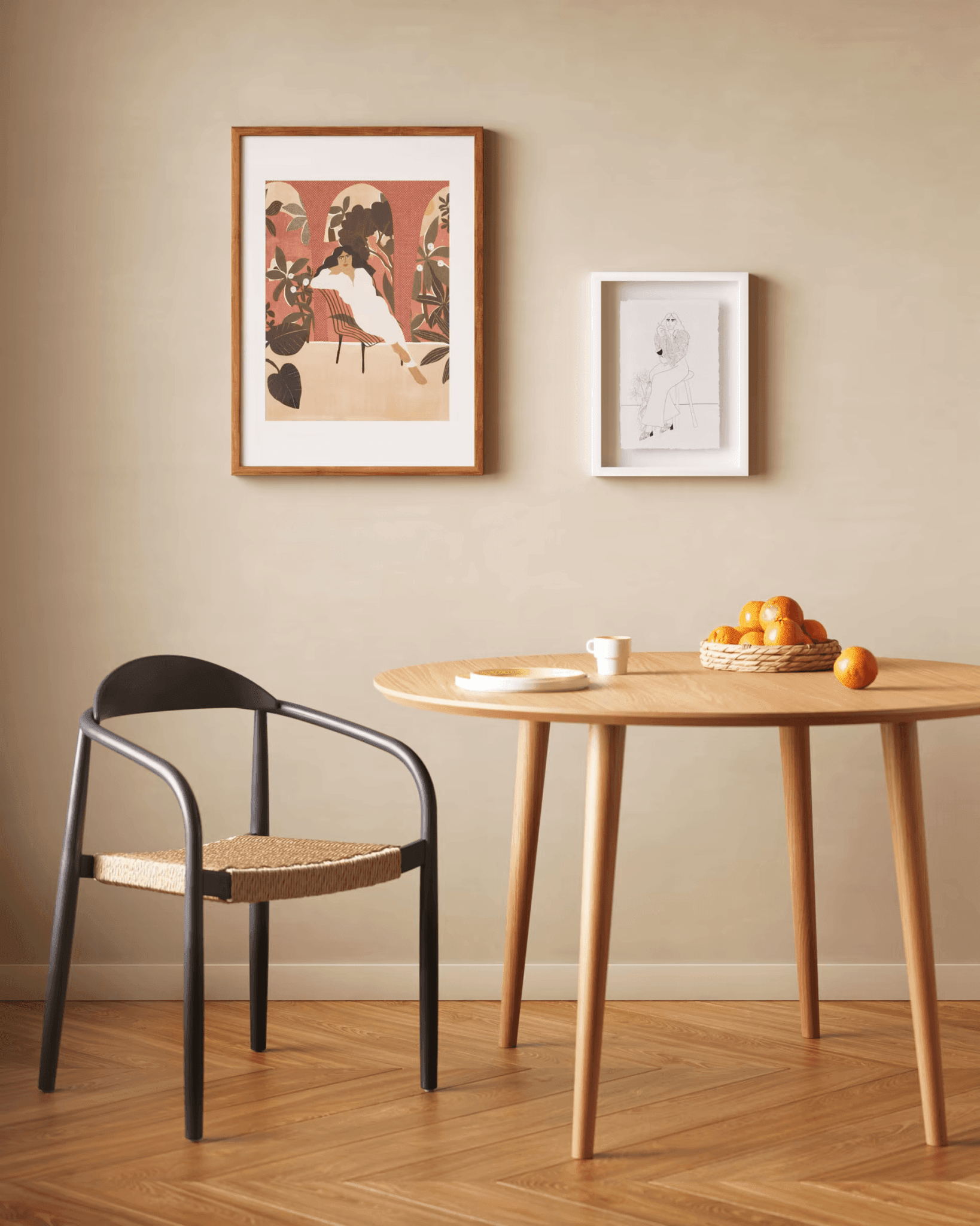 Krzesło NINA czarne drewno akacjowe z beżową liną La Forma Eye on Design