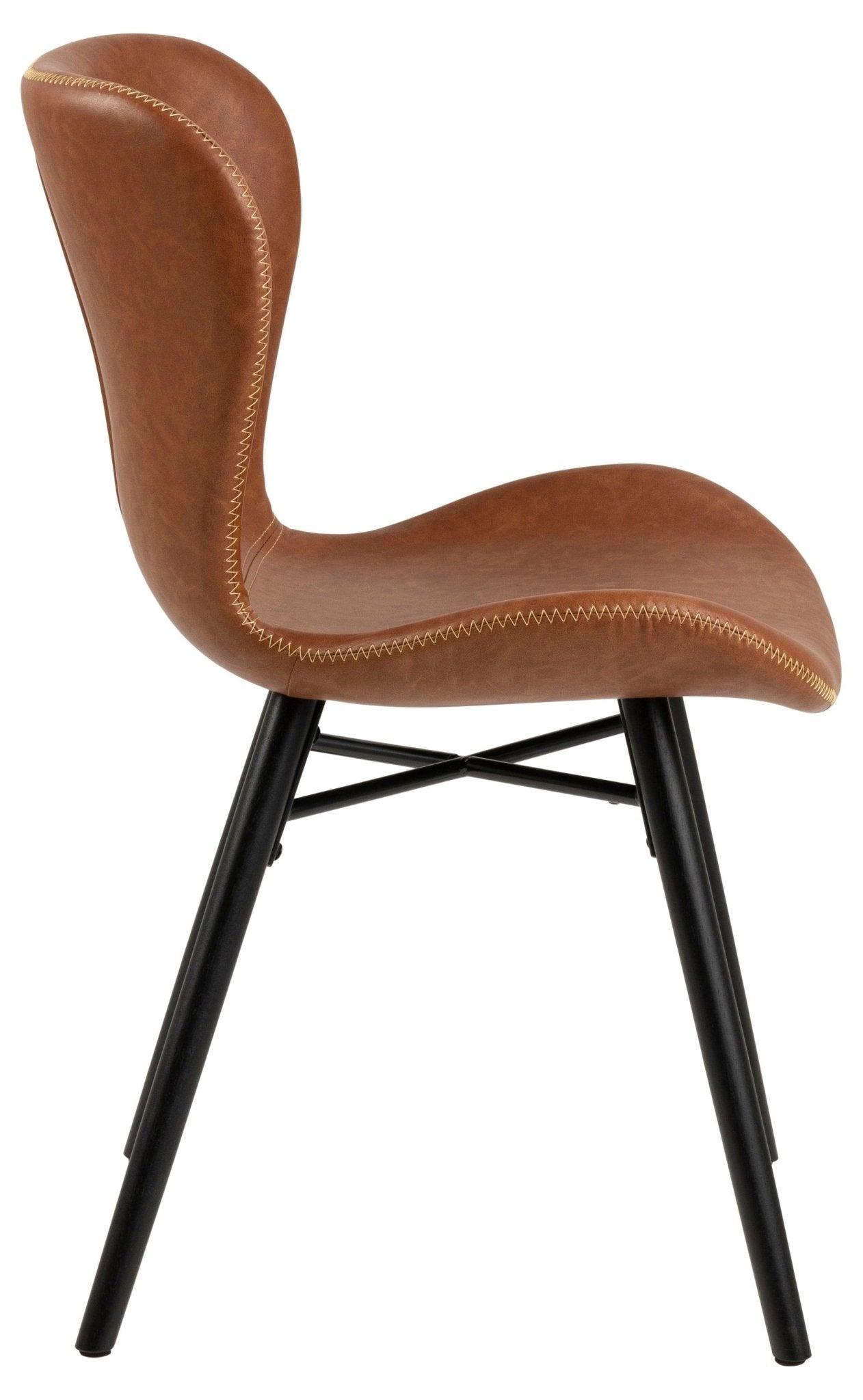 Krzesło skórzane BJORN brandy z czarną podstawą Home Essentials Eye on Design