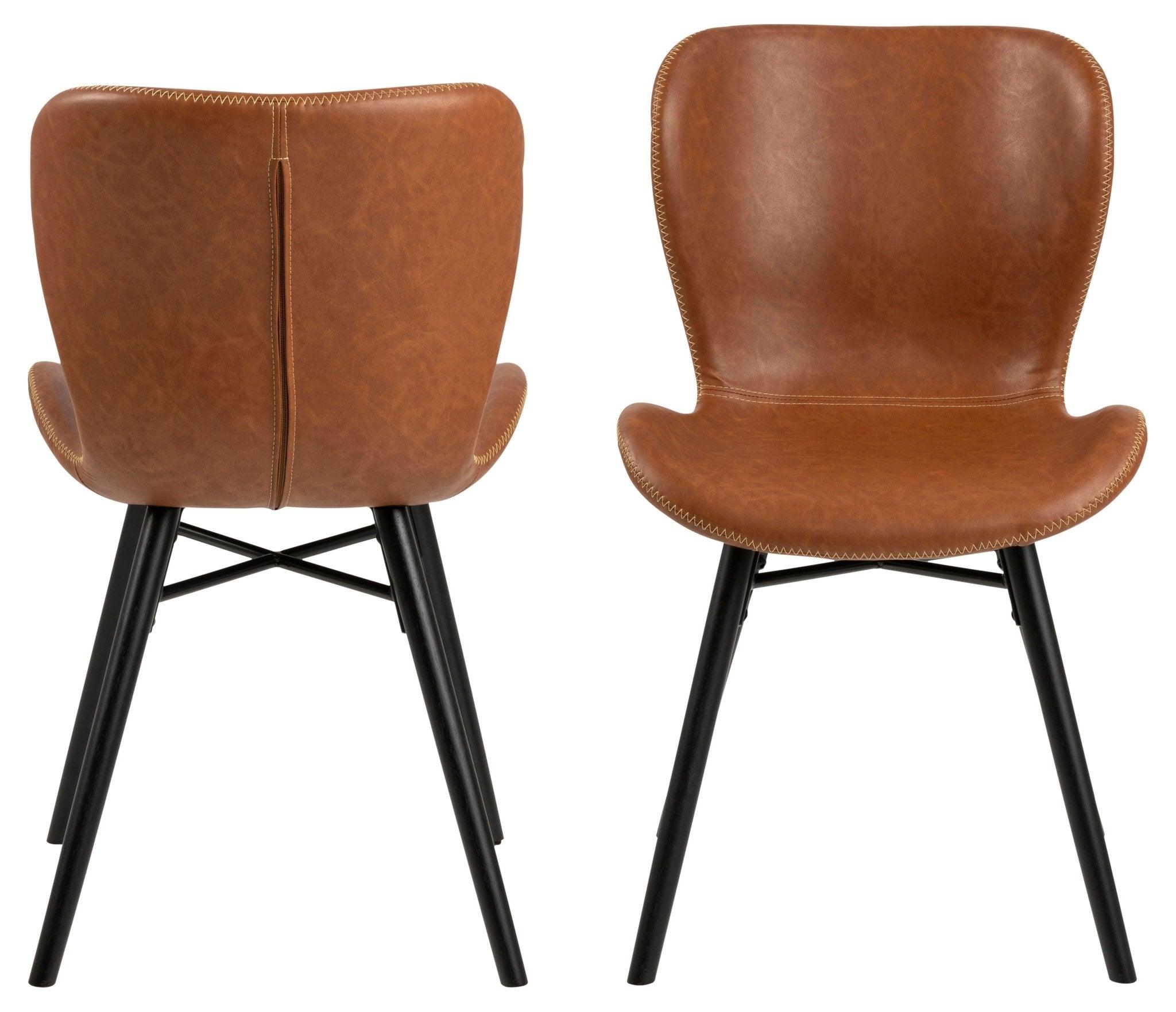 Krzesło skórzane BJORN brandy z czarną podstawą Home Essentials Eye on Design