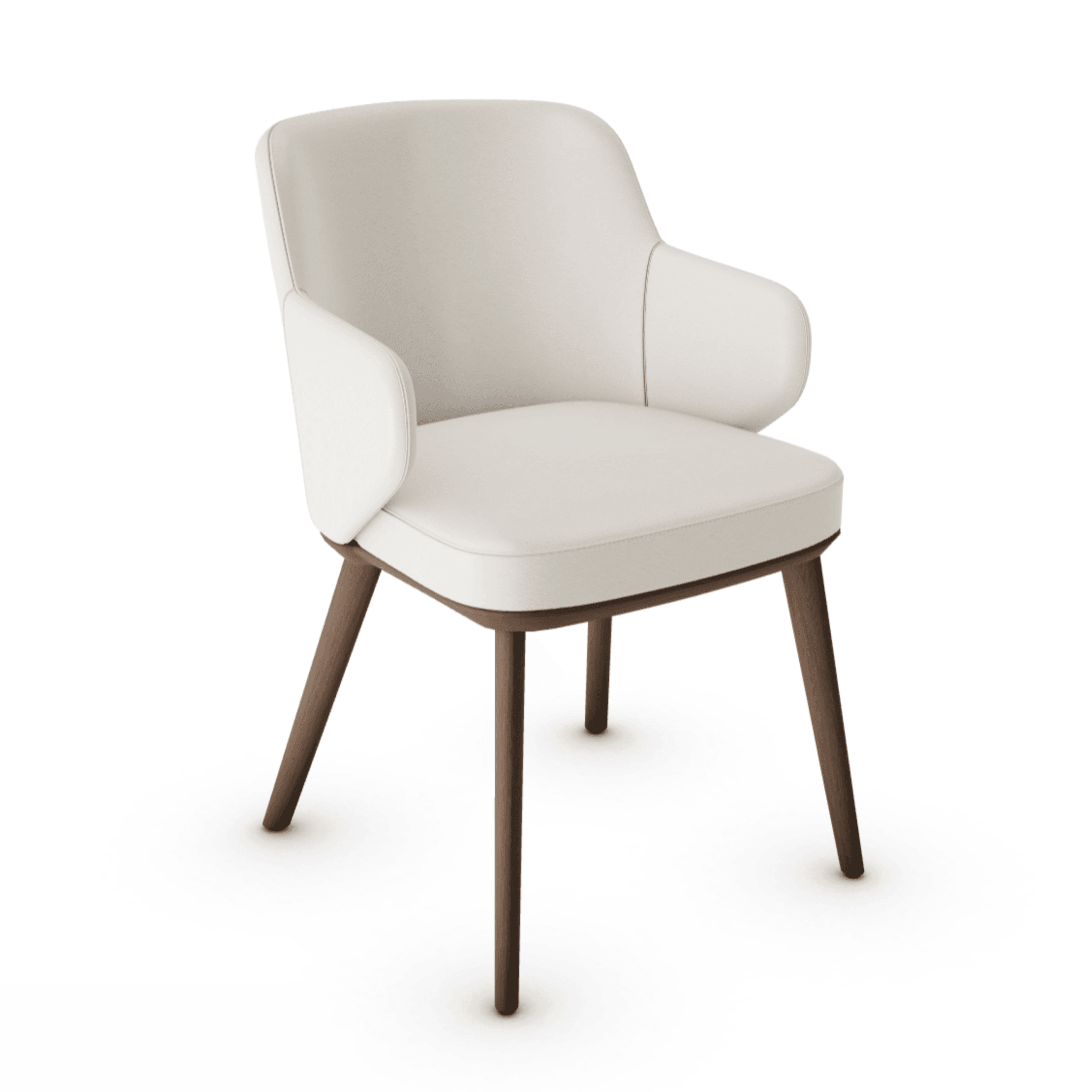 Krzesło skórzane z podłokietnikami FOYER kremowy z drewnianą podstawą Calligaris drewniana ciemnobrązowa Eye on Design