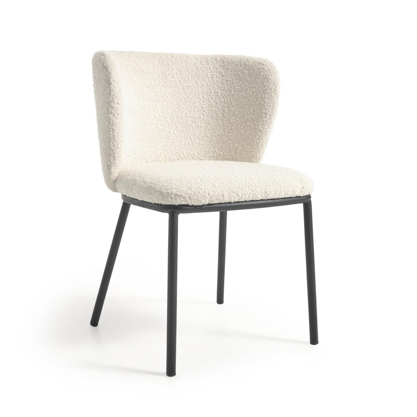 Krzesło w tkaninie boucle CISELIA biały La Forma Eye on Design