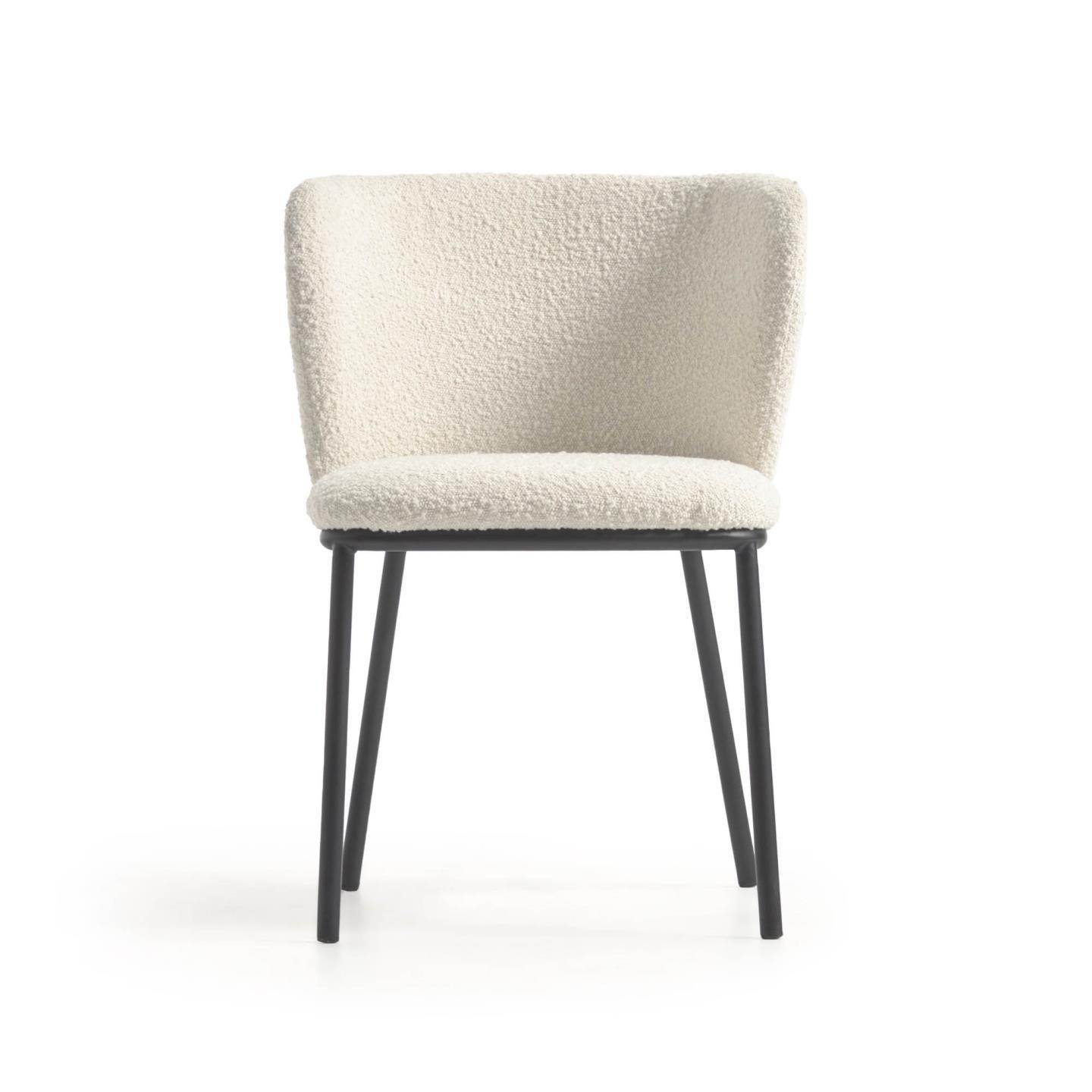 Krzesło w tkaninie boucle CISELIA biały La Forma Eye on Design