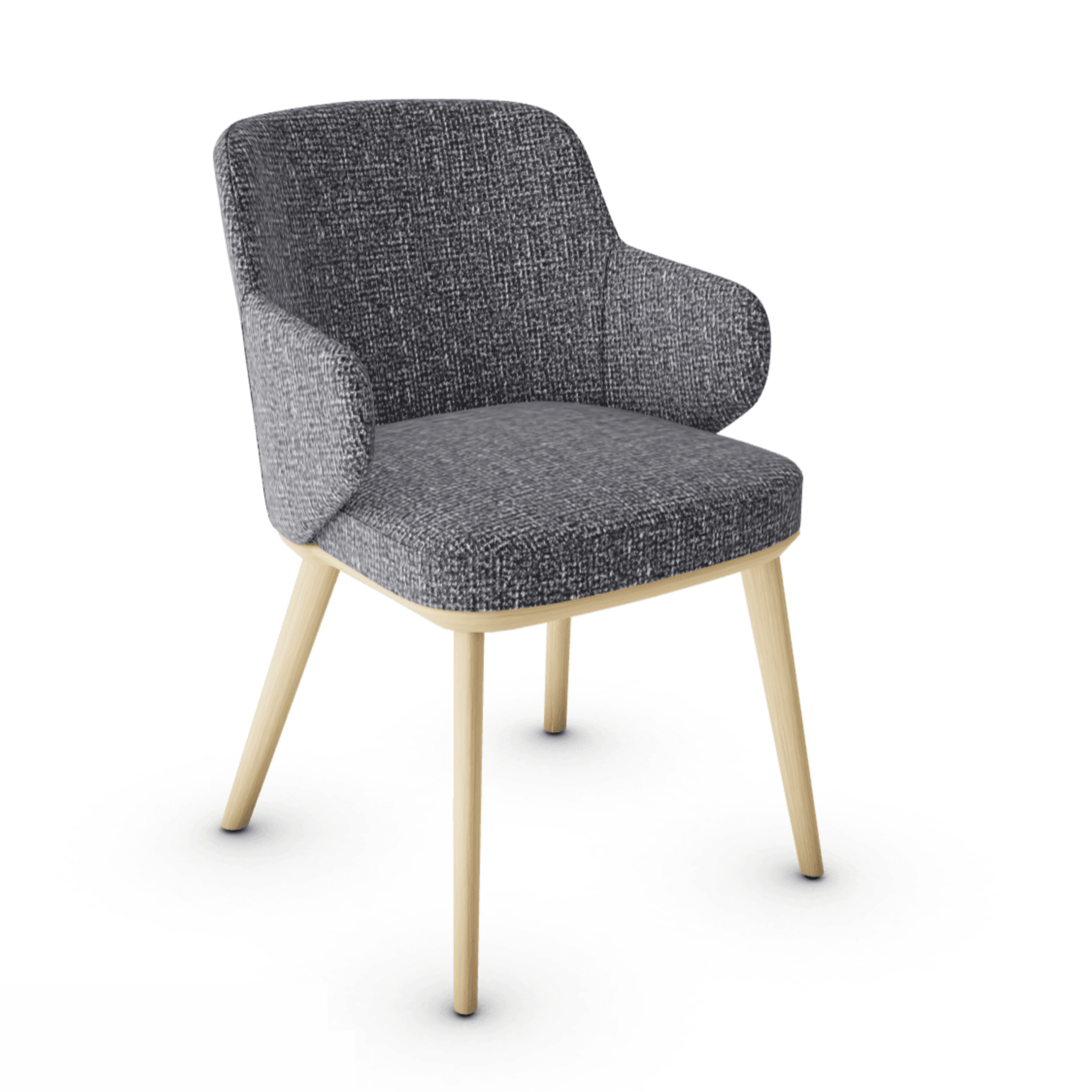 Krzesło z podłokietnikami FOYER boucle antracytowy z drewnianą podstawą Calligaris drewniana naturalny dąb Eye on Design