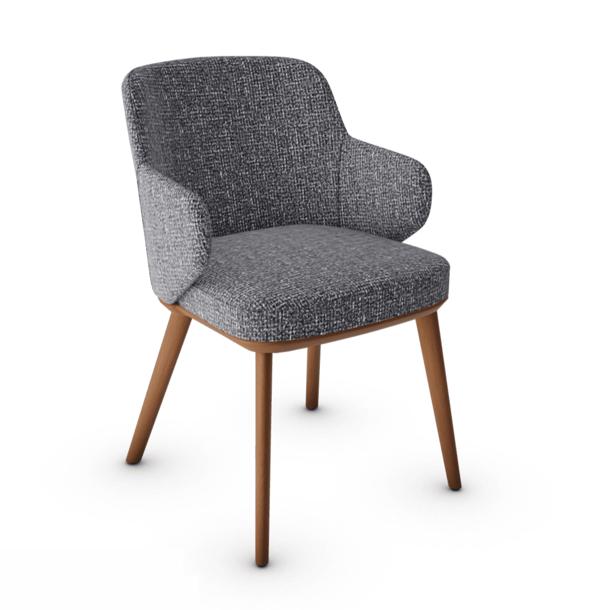 Krzesło z podłokietnikami FOYER boucle antracytowy z drewnianą podstawą Calligaris drewniana orzech włoski Eye on Design