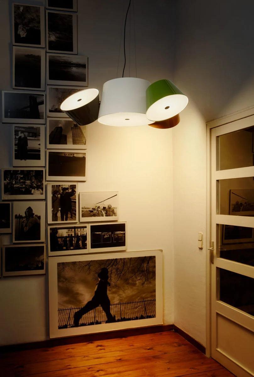 Lampa wisząca okrągła TAM TAM biały z piaskowymi kloszami Marset Eye on Design